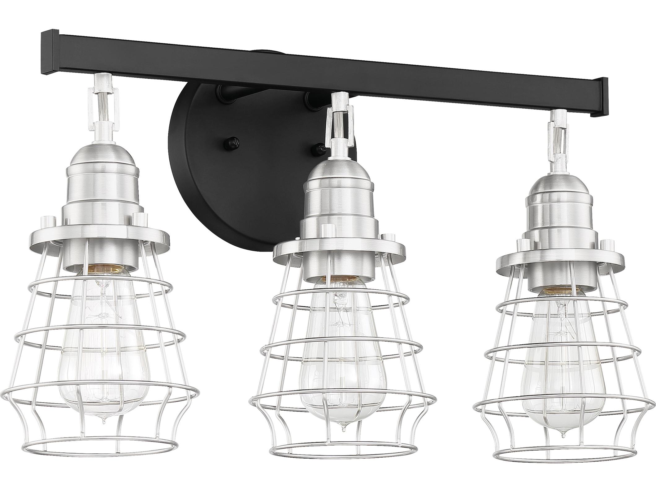 Craftmade Thatcher 3-Light Flat Black Brushed Polished Nickel Vanity Light