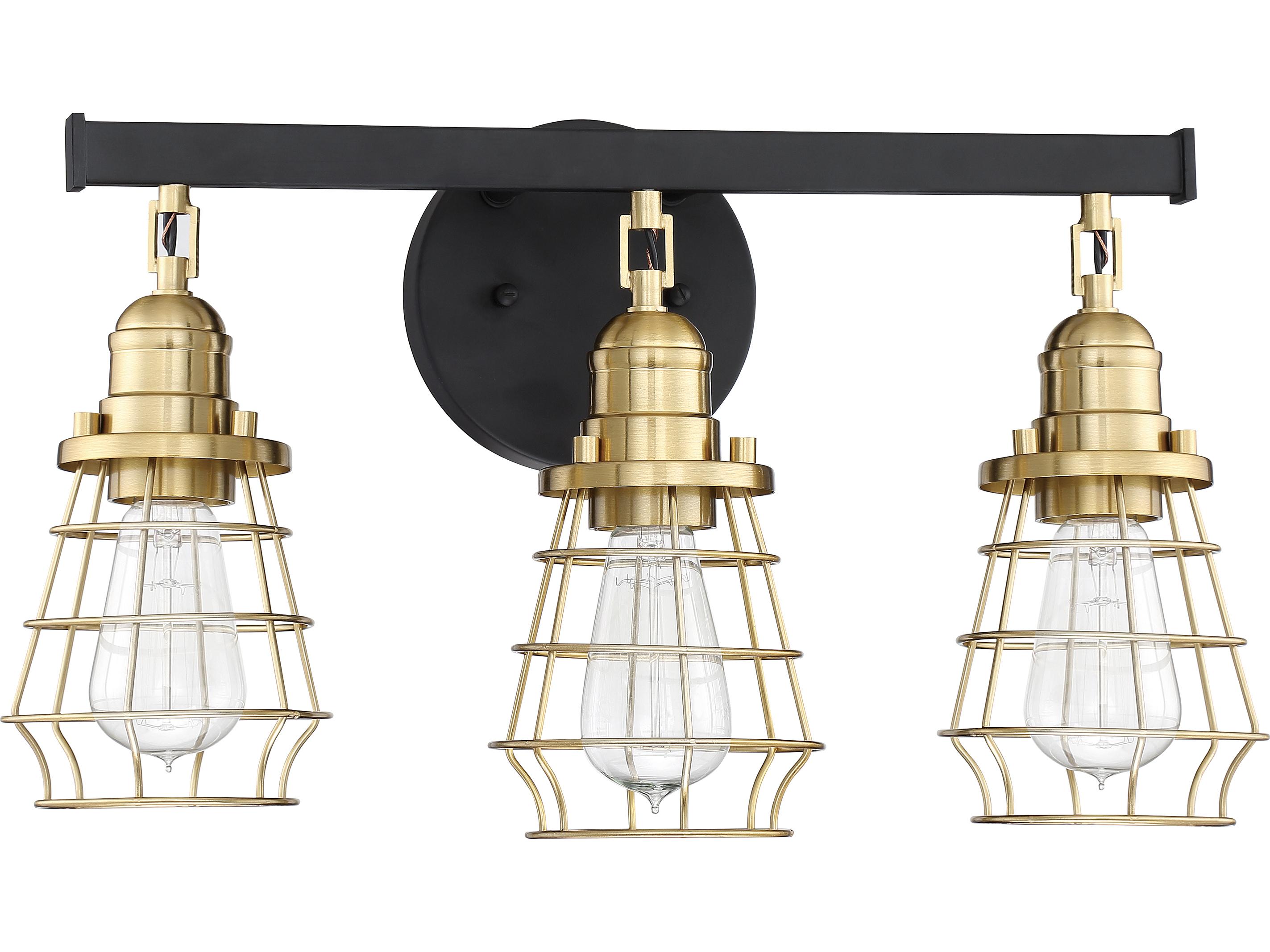 Craftmade Thatcher 3-Light Flat Black Satin Brass Vanity Light