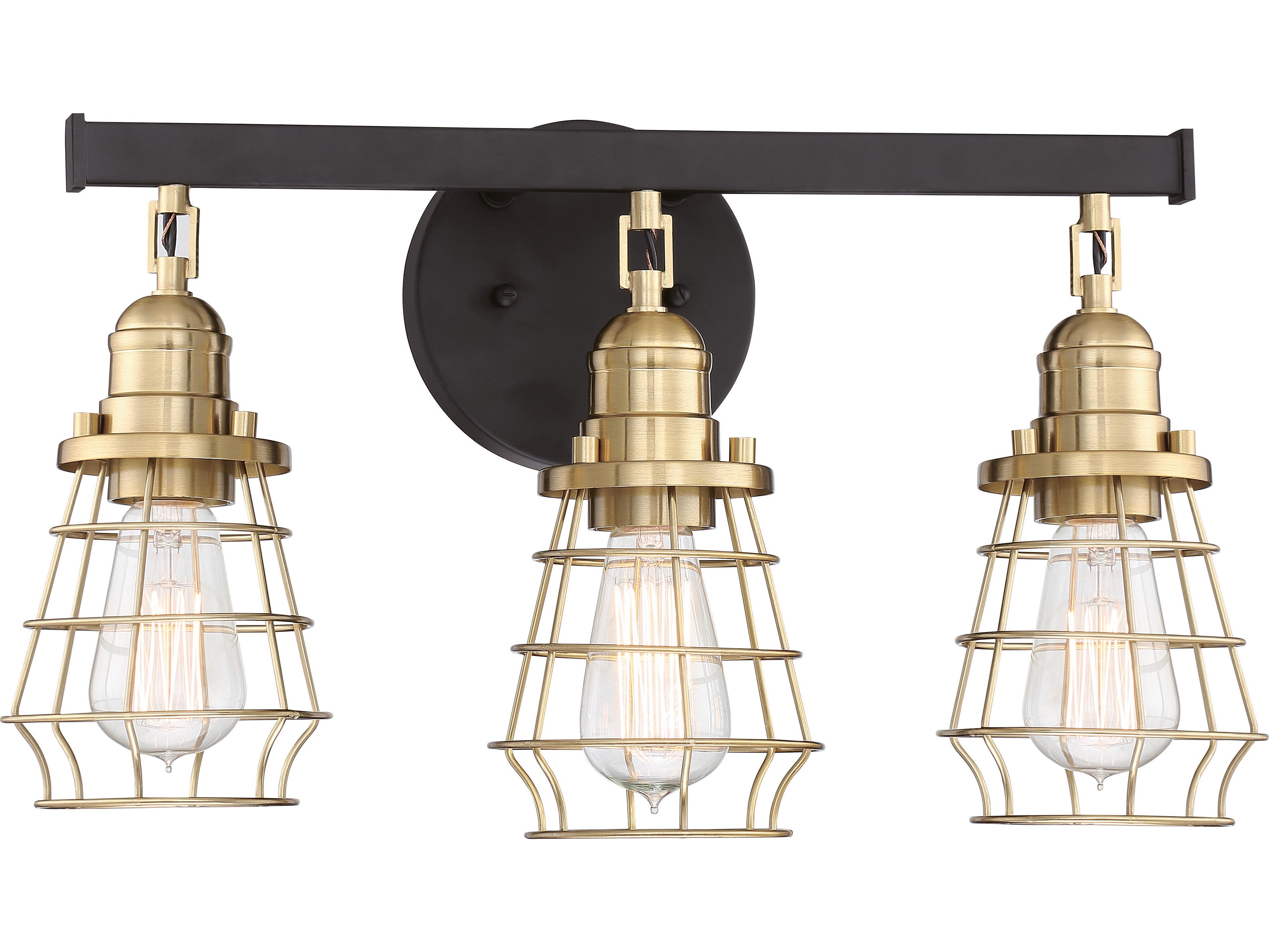 Craftmade Thatcher 3-Light Flat Black Satin Brass Vanity Light