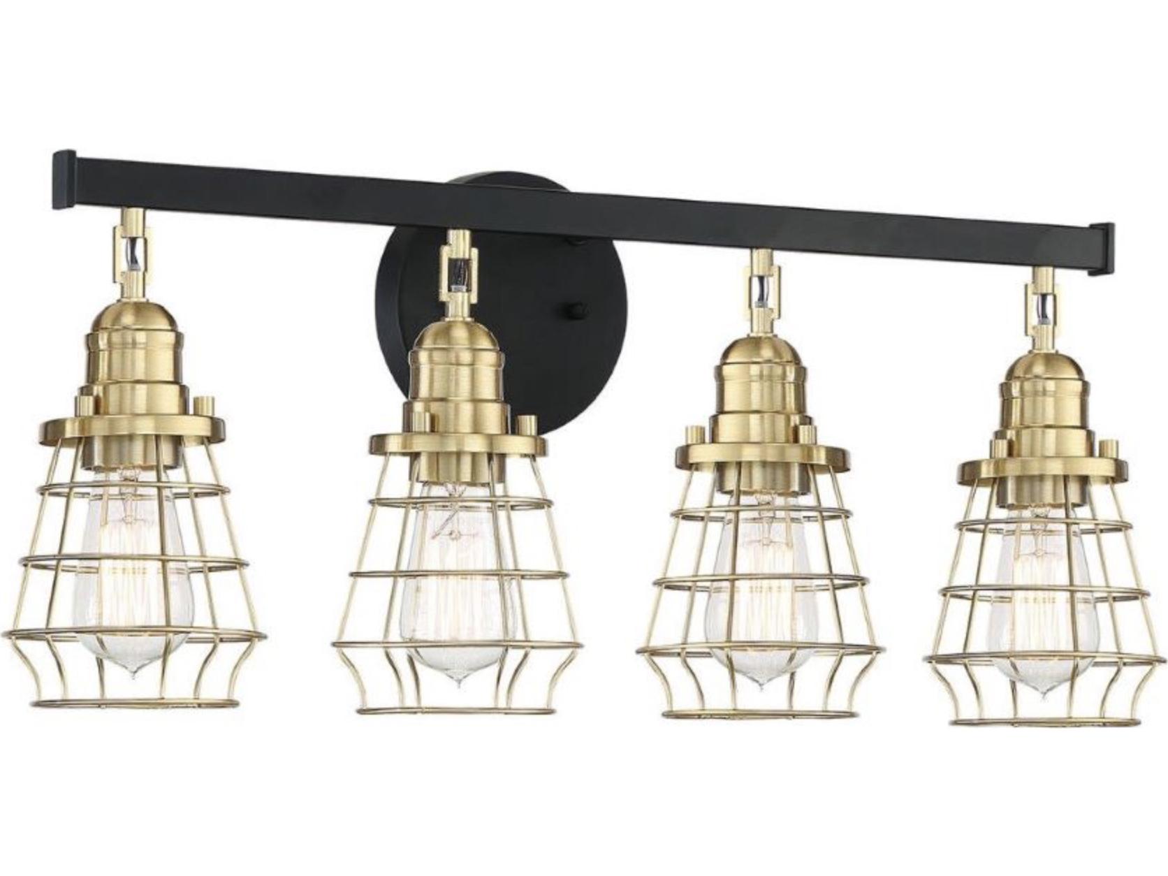 Craftmade Thatcher 4-Light Flat Black Satin Brass Vanity Light