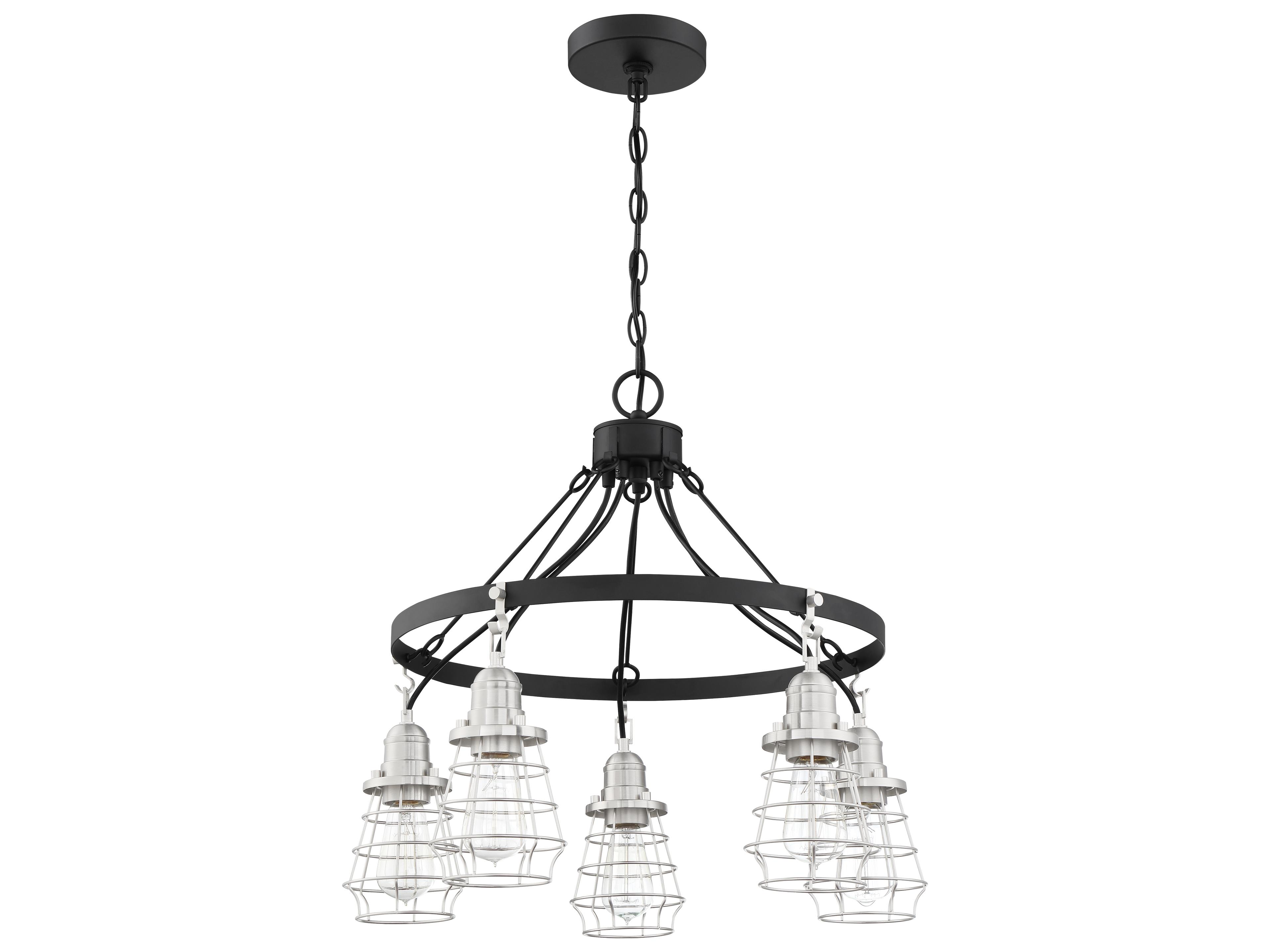 Craftmade Thatcher 5-Light Flat Black Brushed Polished Nickel Chandelier