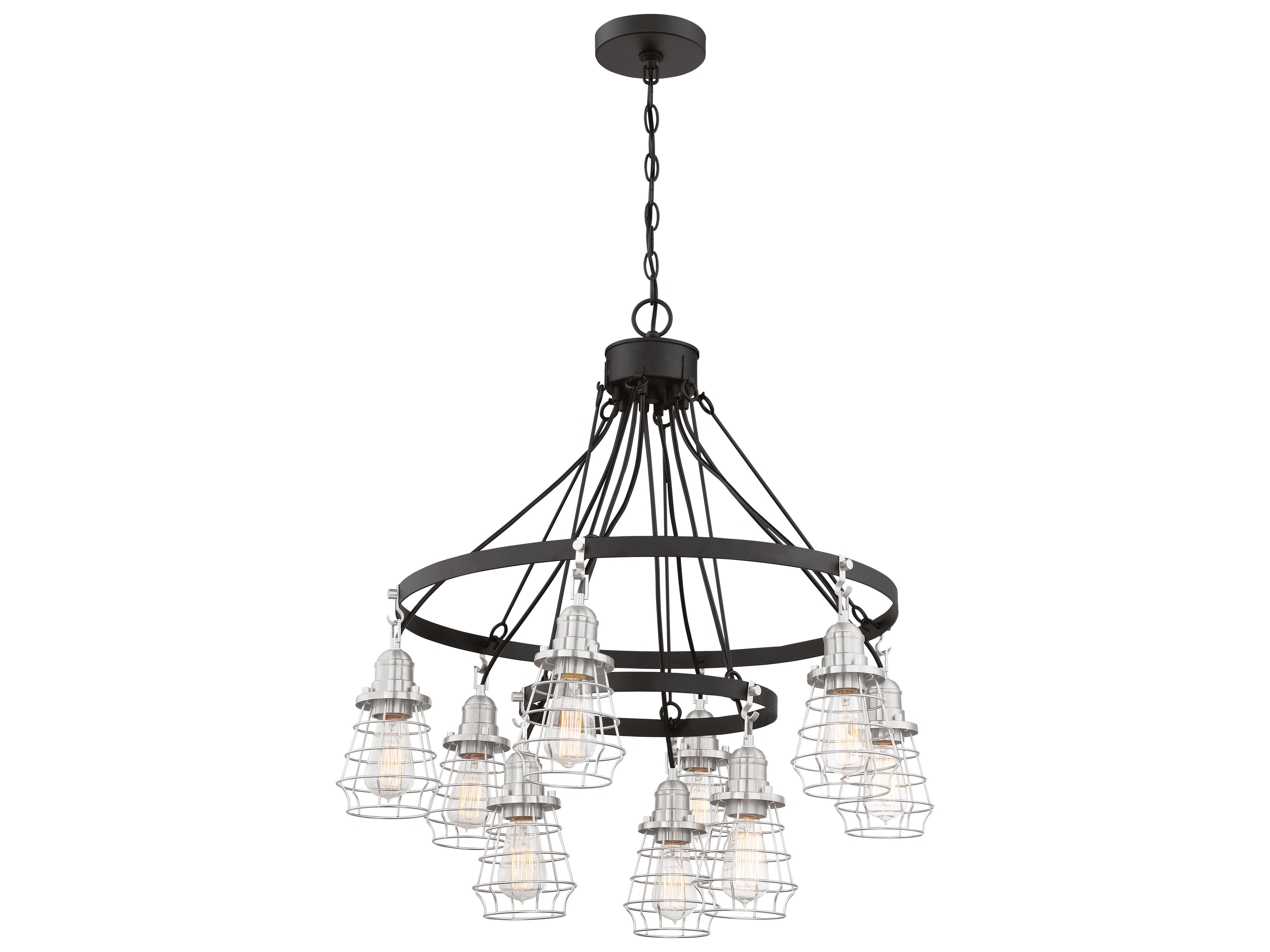 Craftmade Thatcher 9-Light Flat Black Brushed Polished Nickel Chandelier