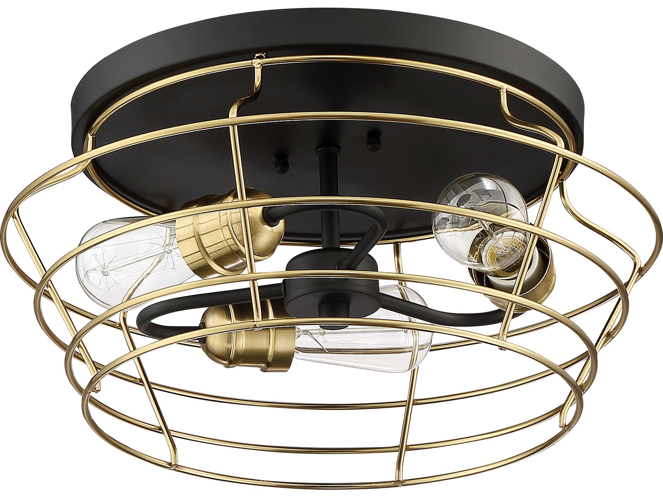 Craftmade Thatcher 3-Light Flat Black Satin Brass Flush Mount