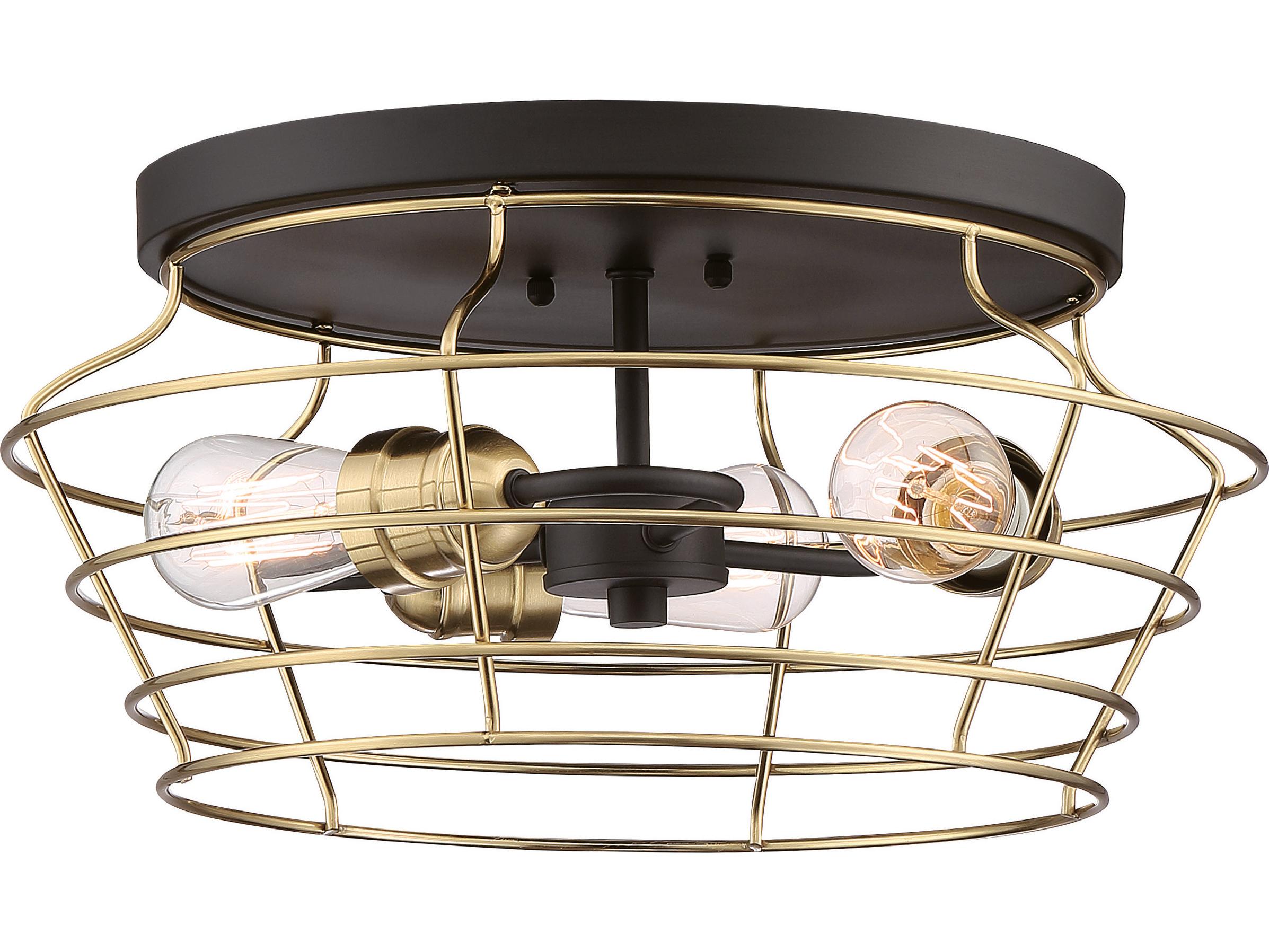 Craftmade Thatcher 3-Light Flat Black Satin Brass Flush Mount
