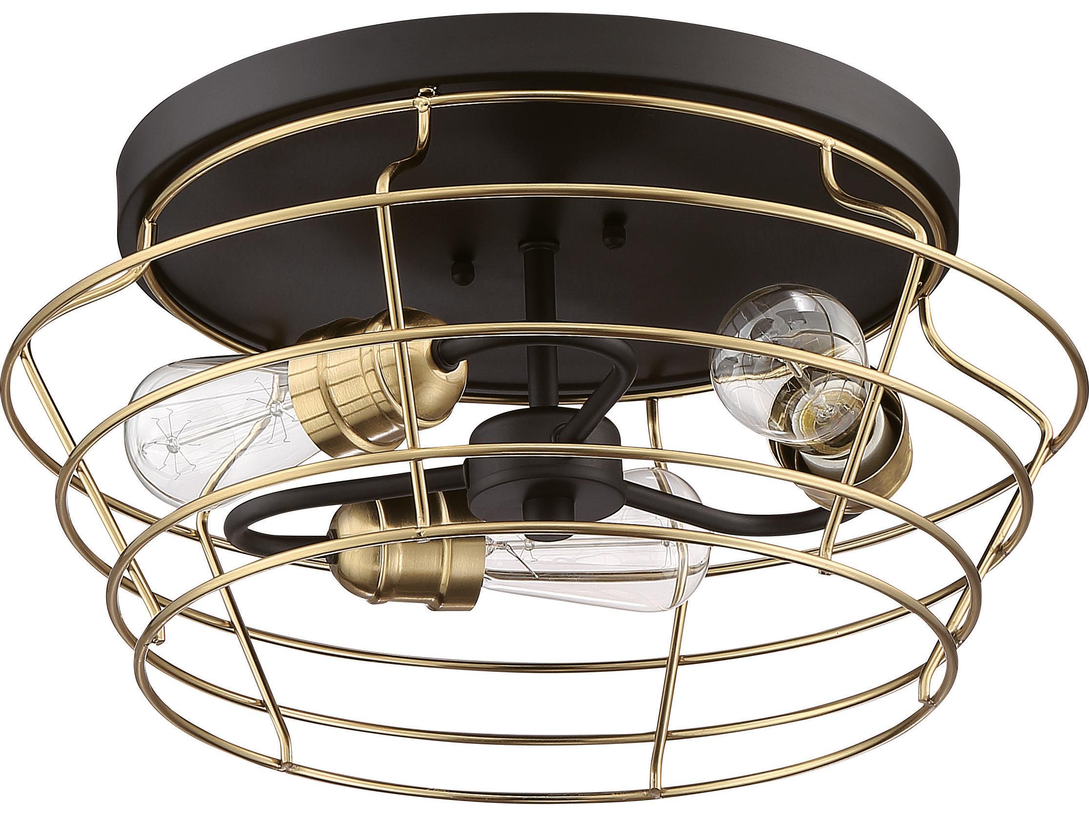 Craftmade Thatcher 3-Light Flat Black Satin Brass Flush Mount
