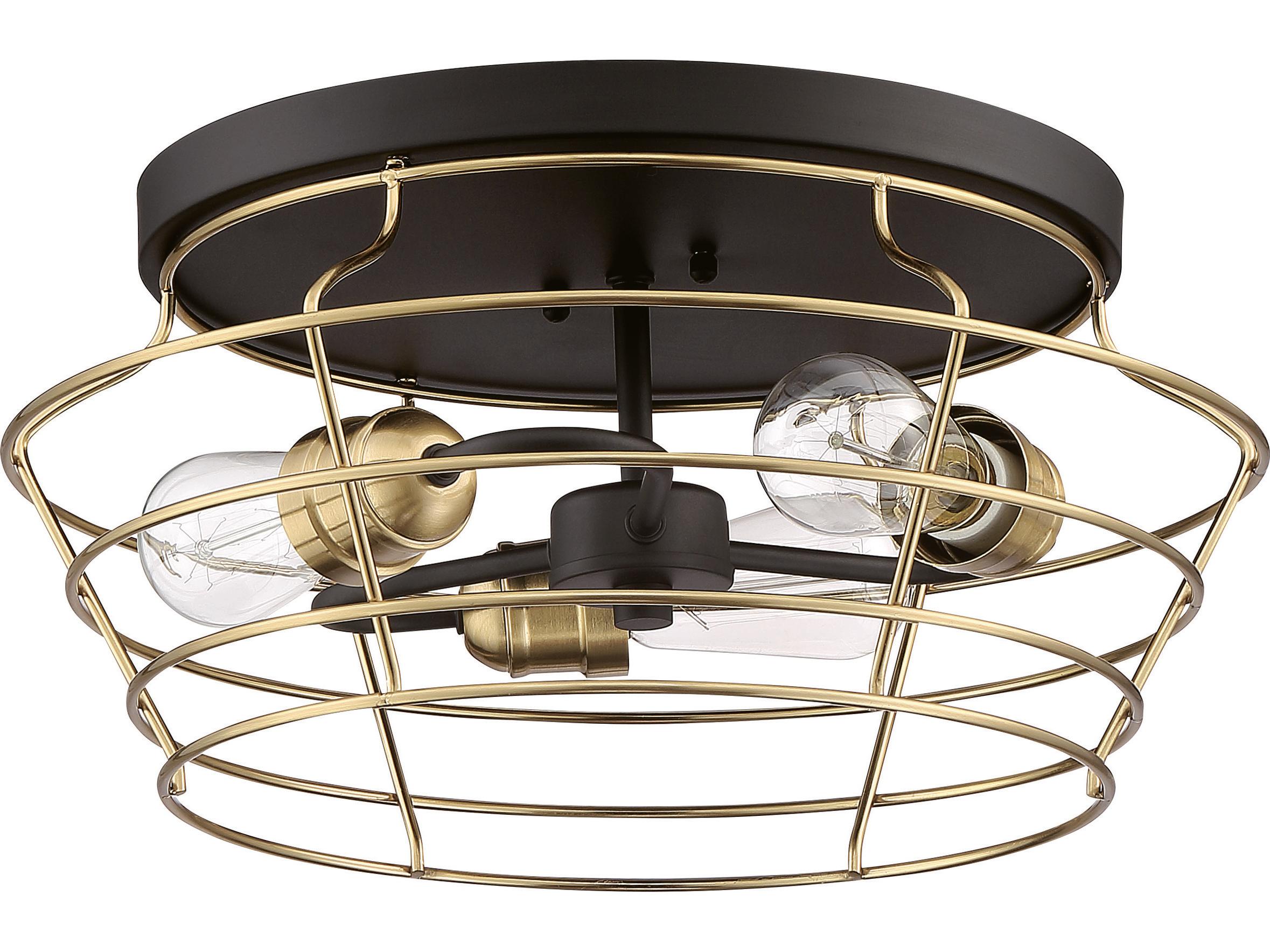 Craftmade Thatcher 3-Light Flat Black Satin Brass Flush Mount