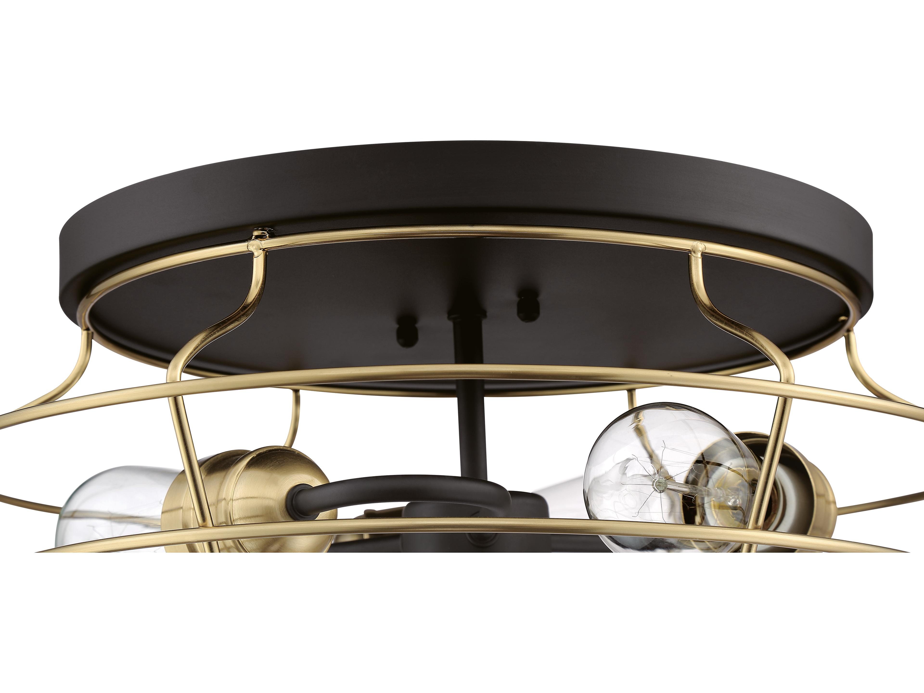 Craftmade Thatcher 3-Light Flat Black Satin Brass Flush Mount