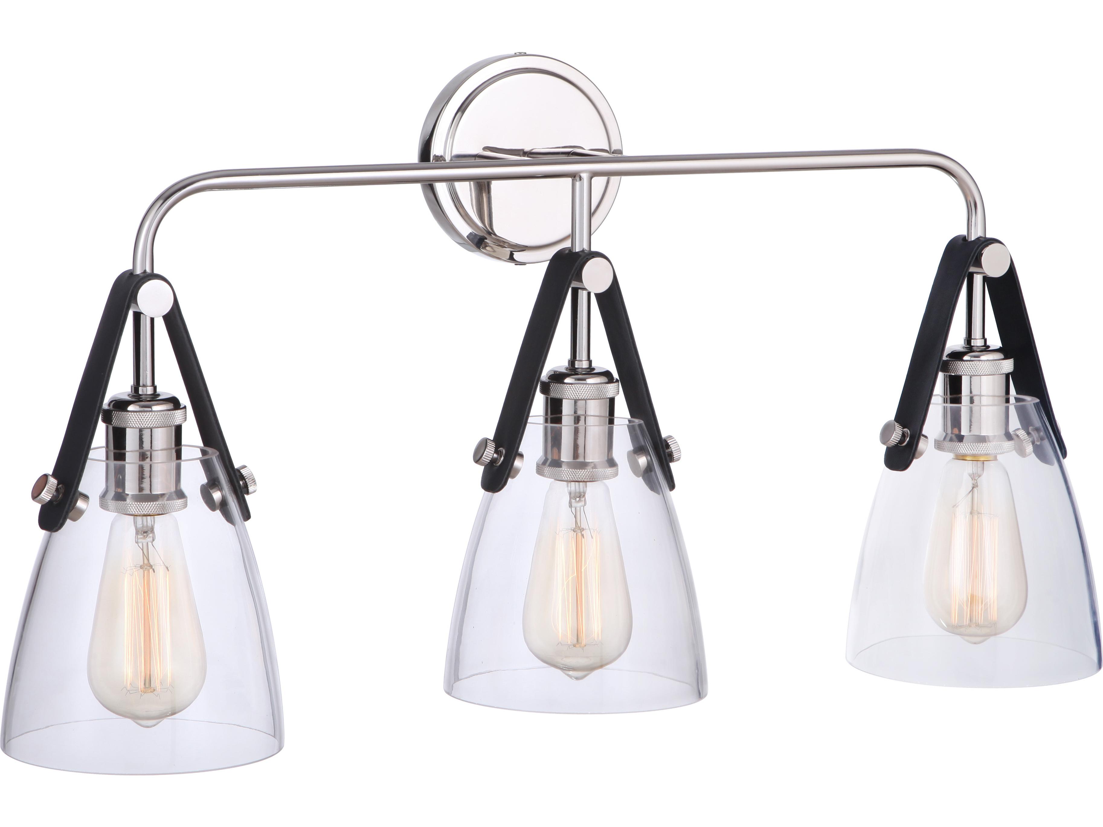 Craftmade Hagen 3-Light Polished Nickel Glass Vanity Light