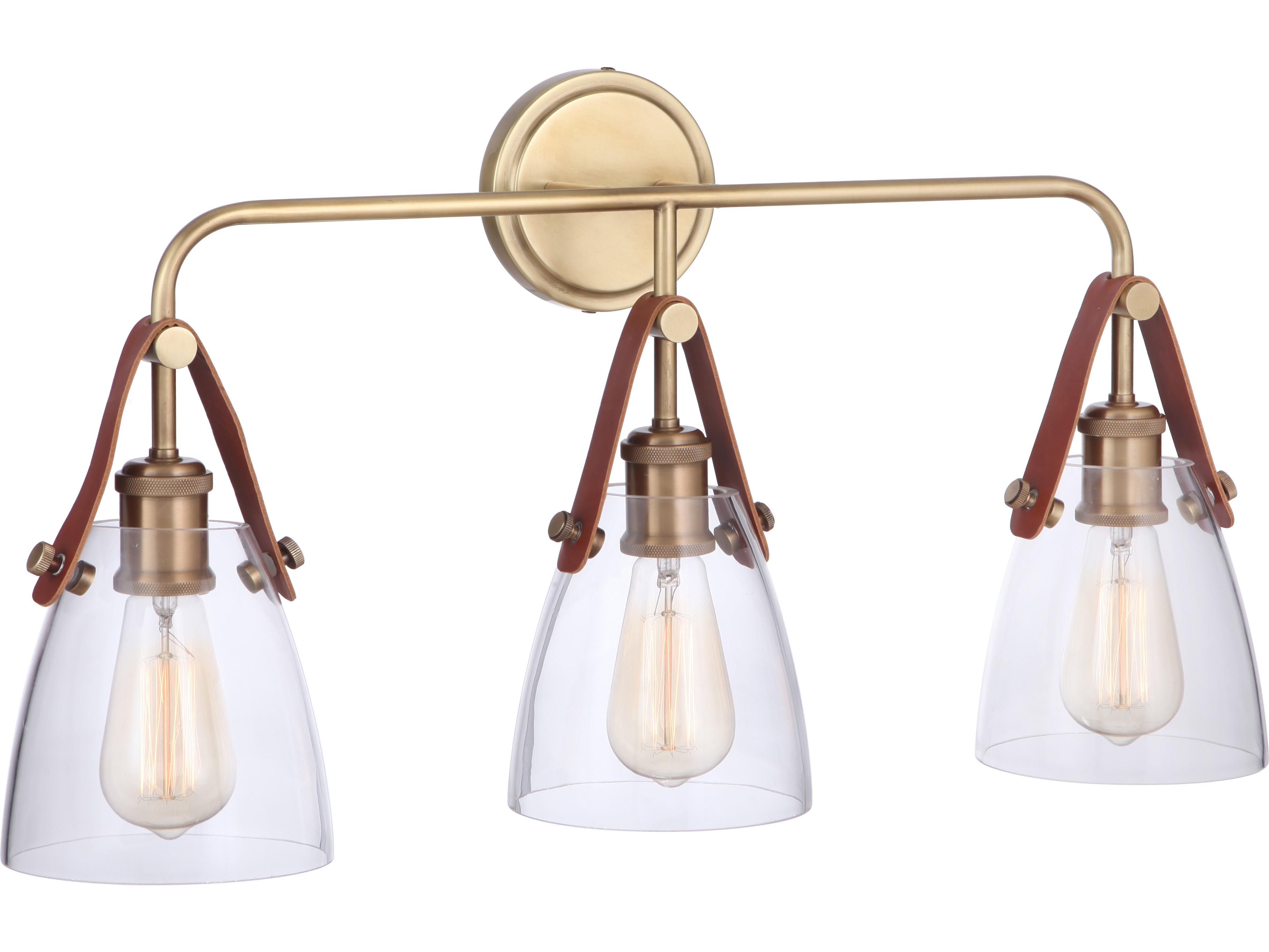 Craftmade Hagen 3-Light Vintage Brass Glass Vanity Light