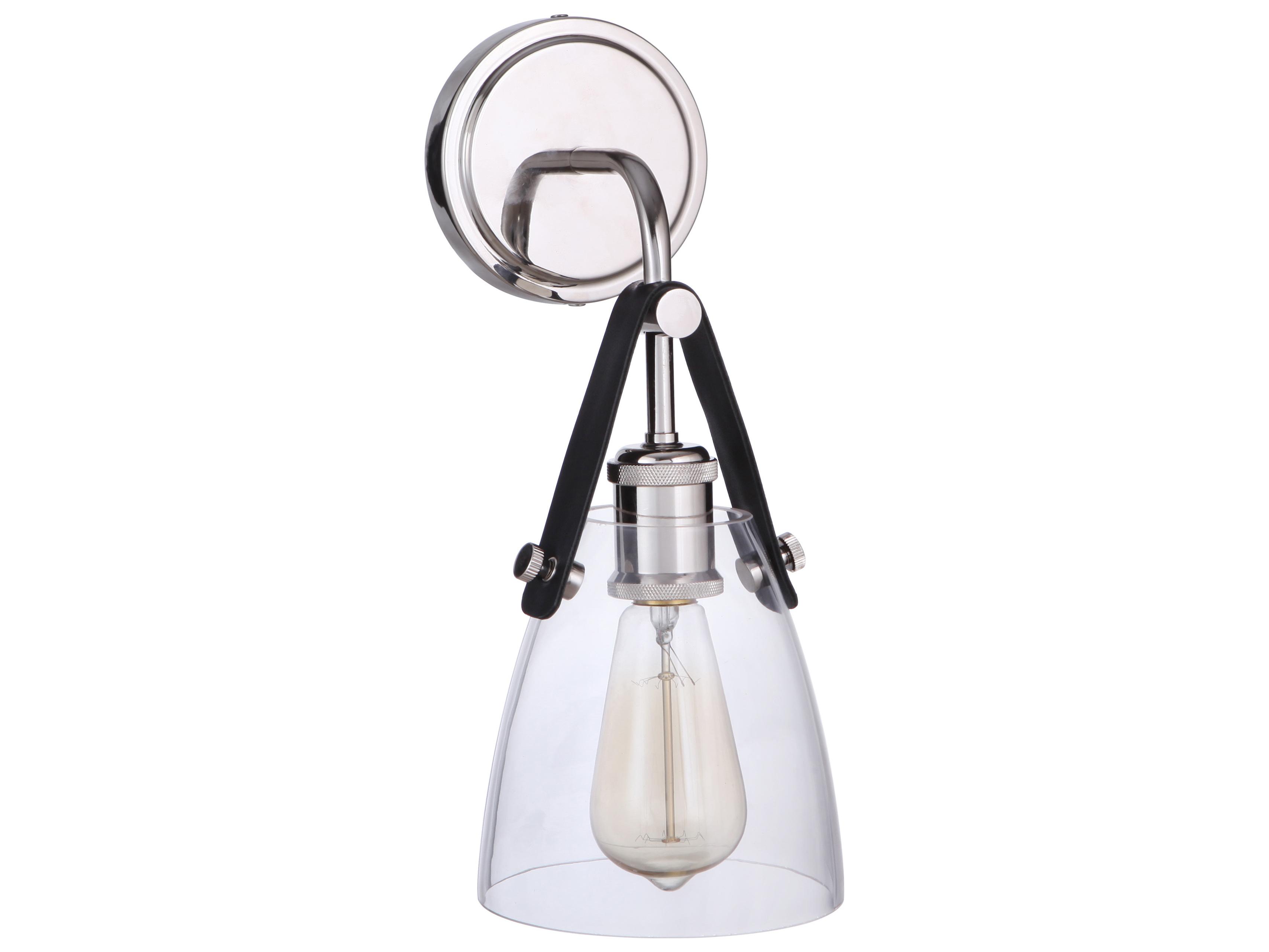 Craftmade Hagen 1-Light Polished Nickel Glass Wall Sconce