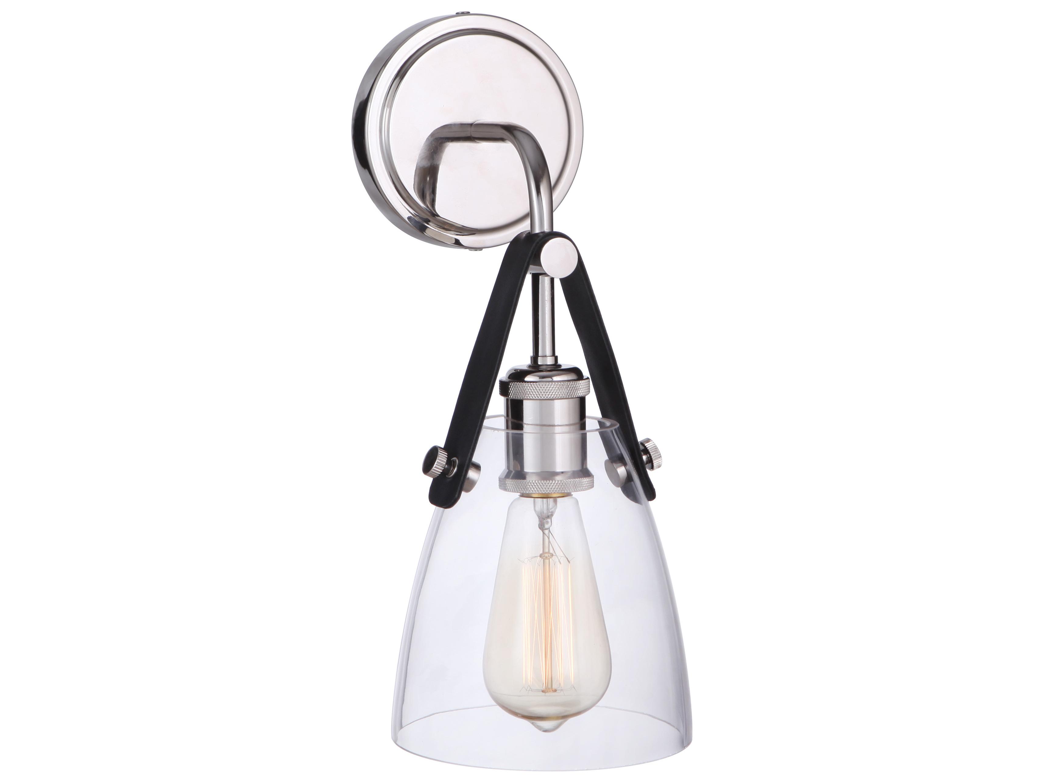 Craftmade Hagen 1-Light Polished Nickel Glass Wall Sconce