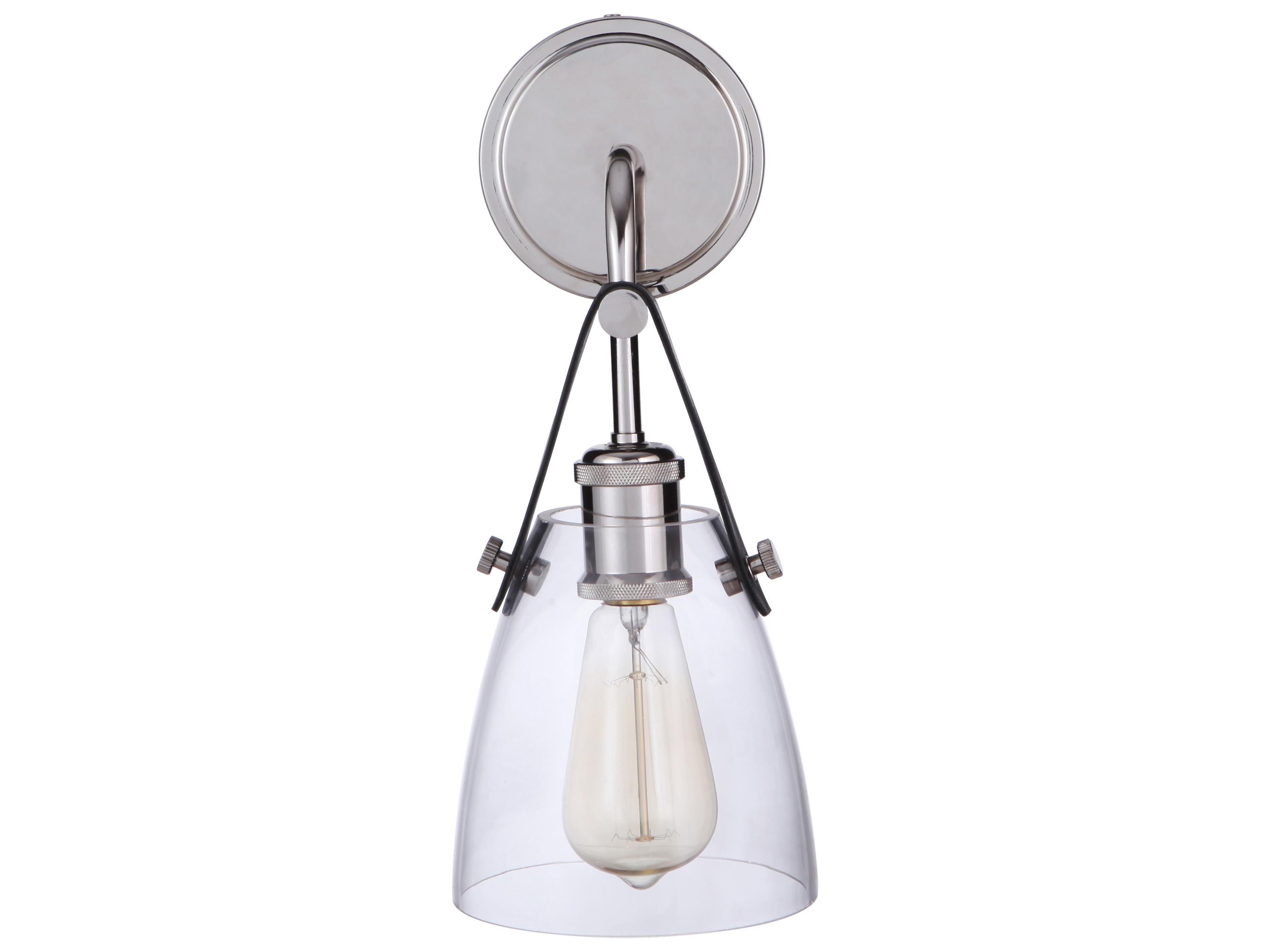 Craftmade Hagen 1-Light Polished Nickel Glass Wall Sconce