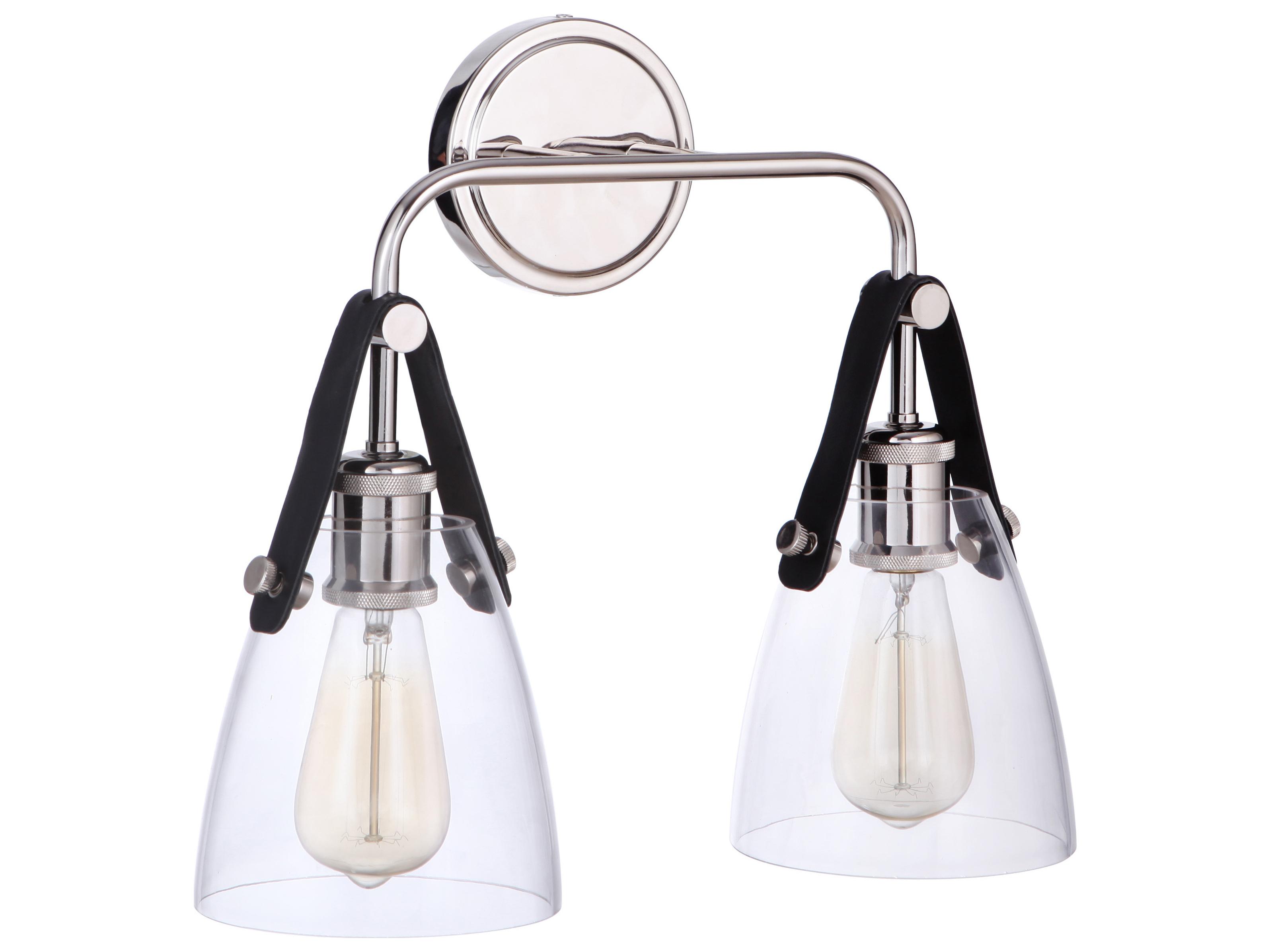 Craftmade Hagen 2-Light Polished Nickel Glass Wall Sconce