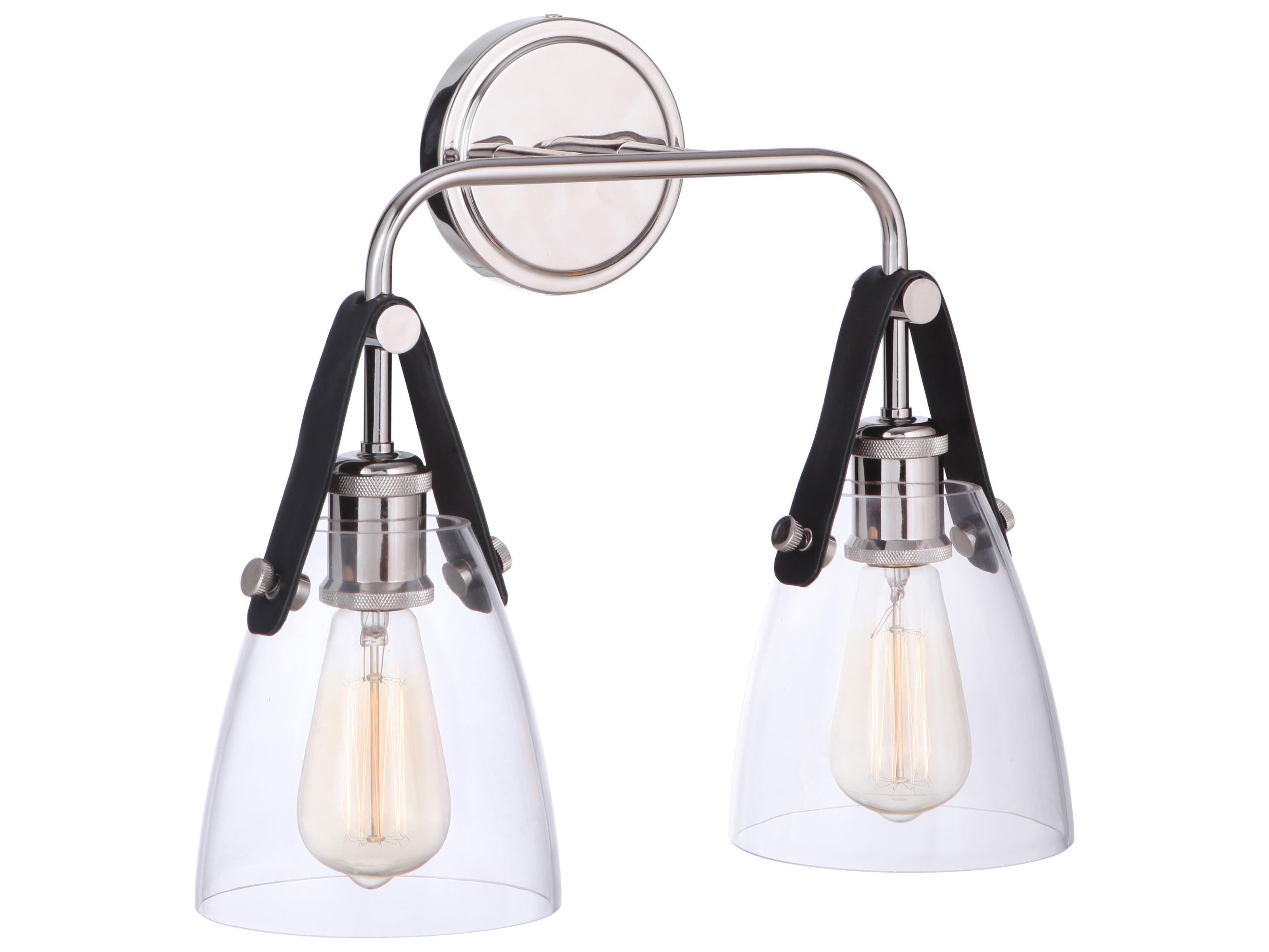 Craftmade Hagen 2-Light Polished Nickel Glass Wall Sconce