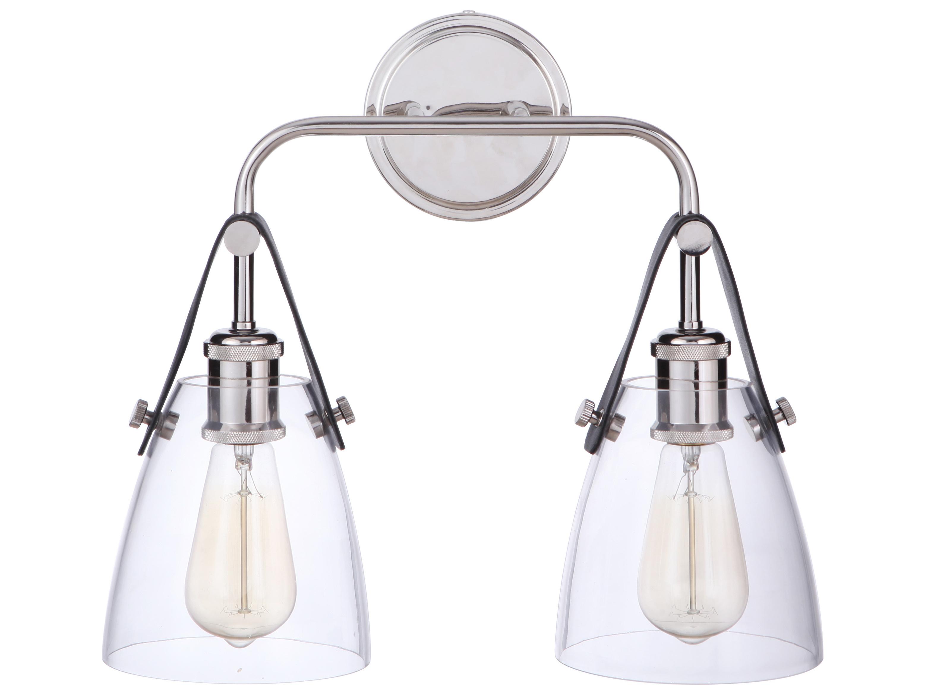 Craftmade Hagen 2-Light Polished Nickel Glass Wall Sconce