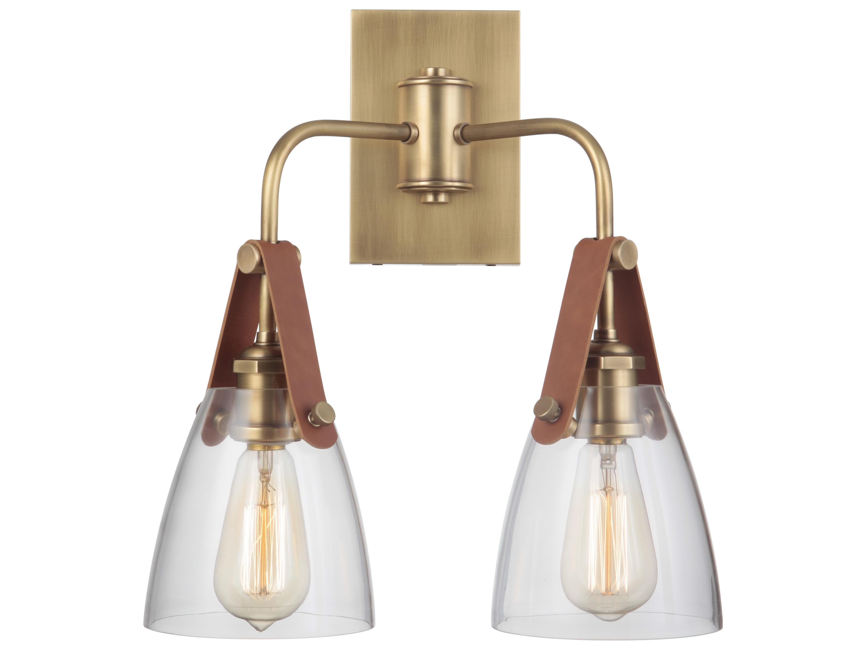 Craftmade Hagen 2-Light Vintage Brass Glass Wall Sconce