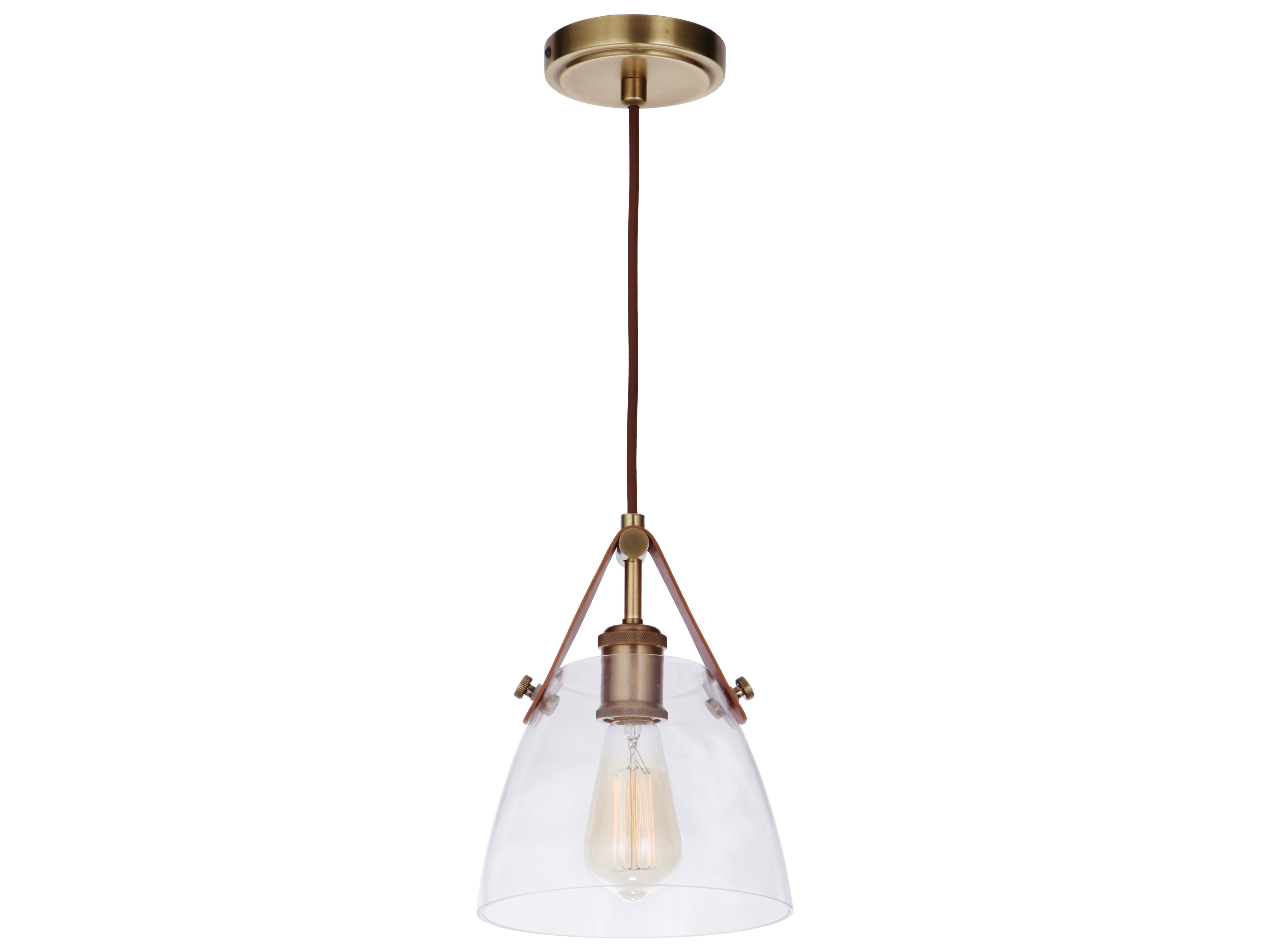 Craftmade Hagen 1-Light Vintage Brass Glass Mini Pendant