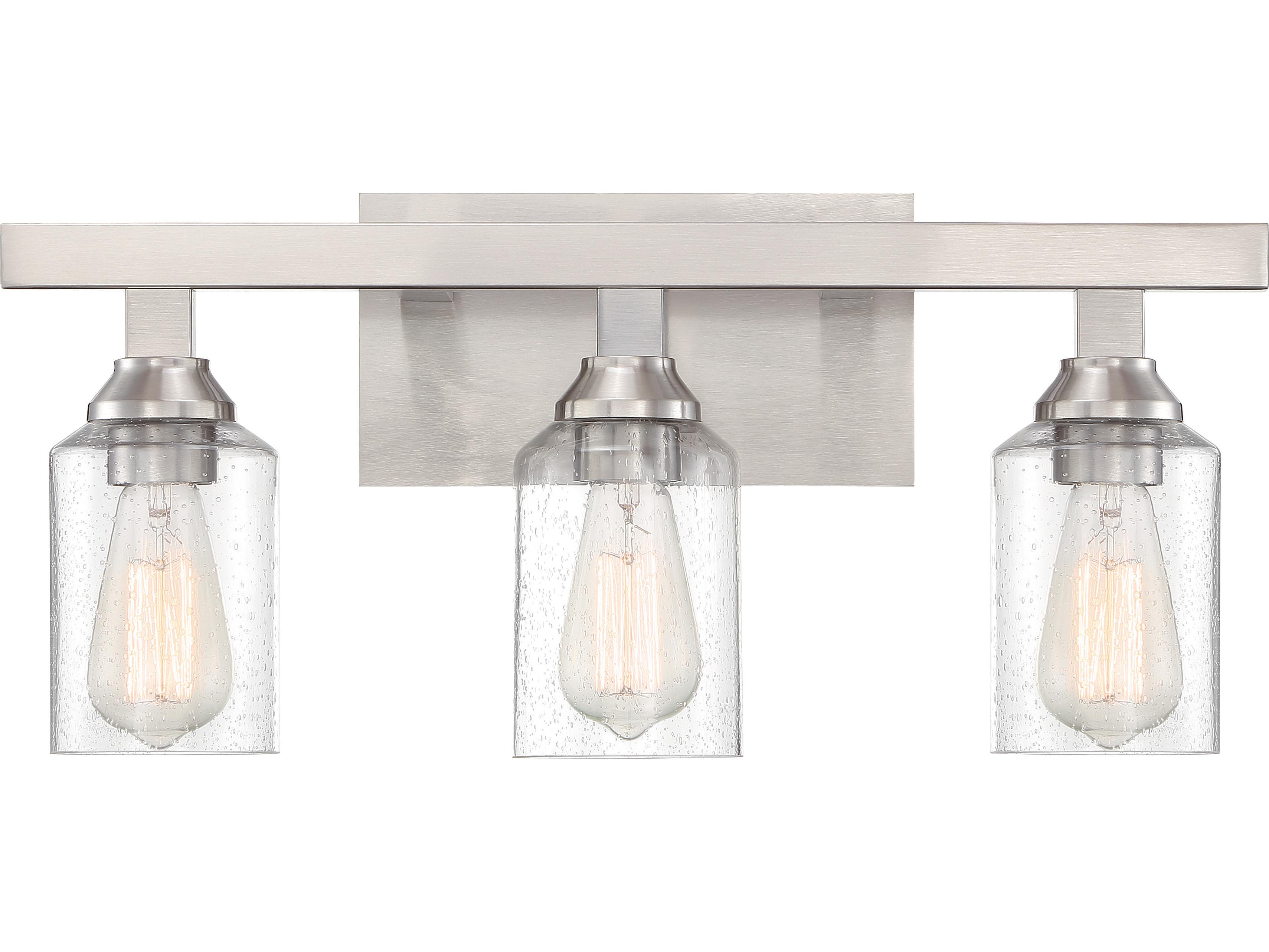 Craftmade Chicago 3-Light Brushed Polished Nickel Glass Vanity Light