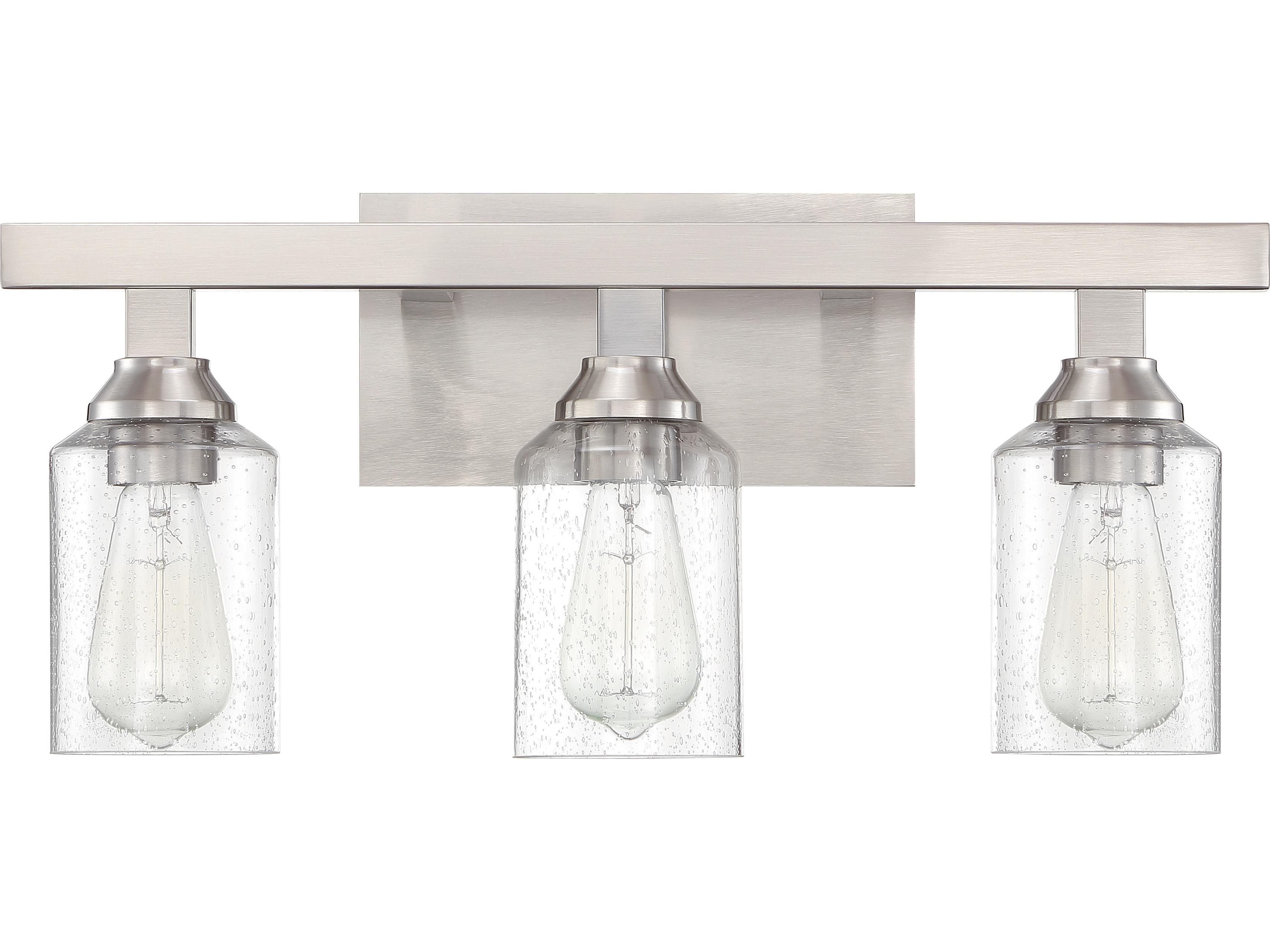 Craftmade Chicago 3-Light Brushed Polished Nickel Glass Vanity Light