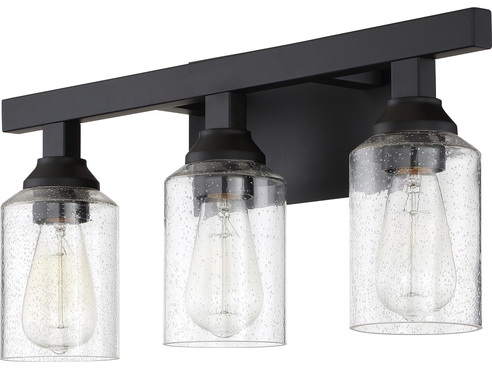 Craftmade Chicago 3-Light Flat Black Glass Vanity Light