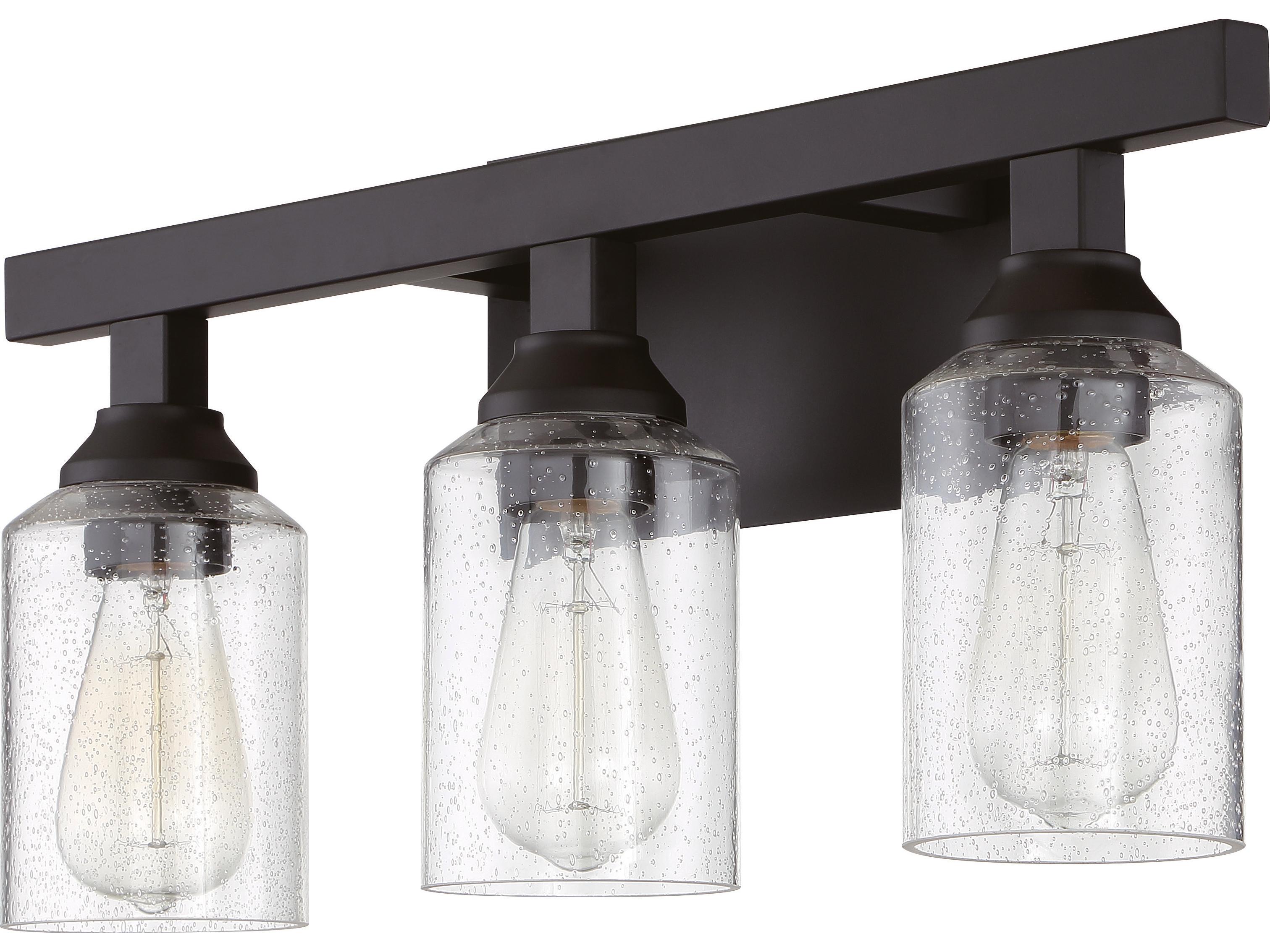 Craftmade Chicago 3-Light Flat Black Glass Vanity Light
