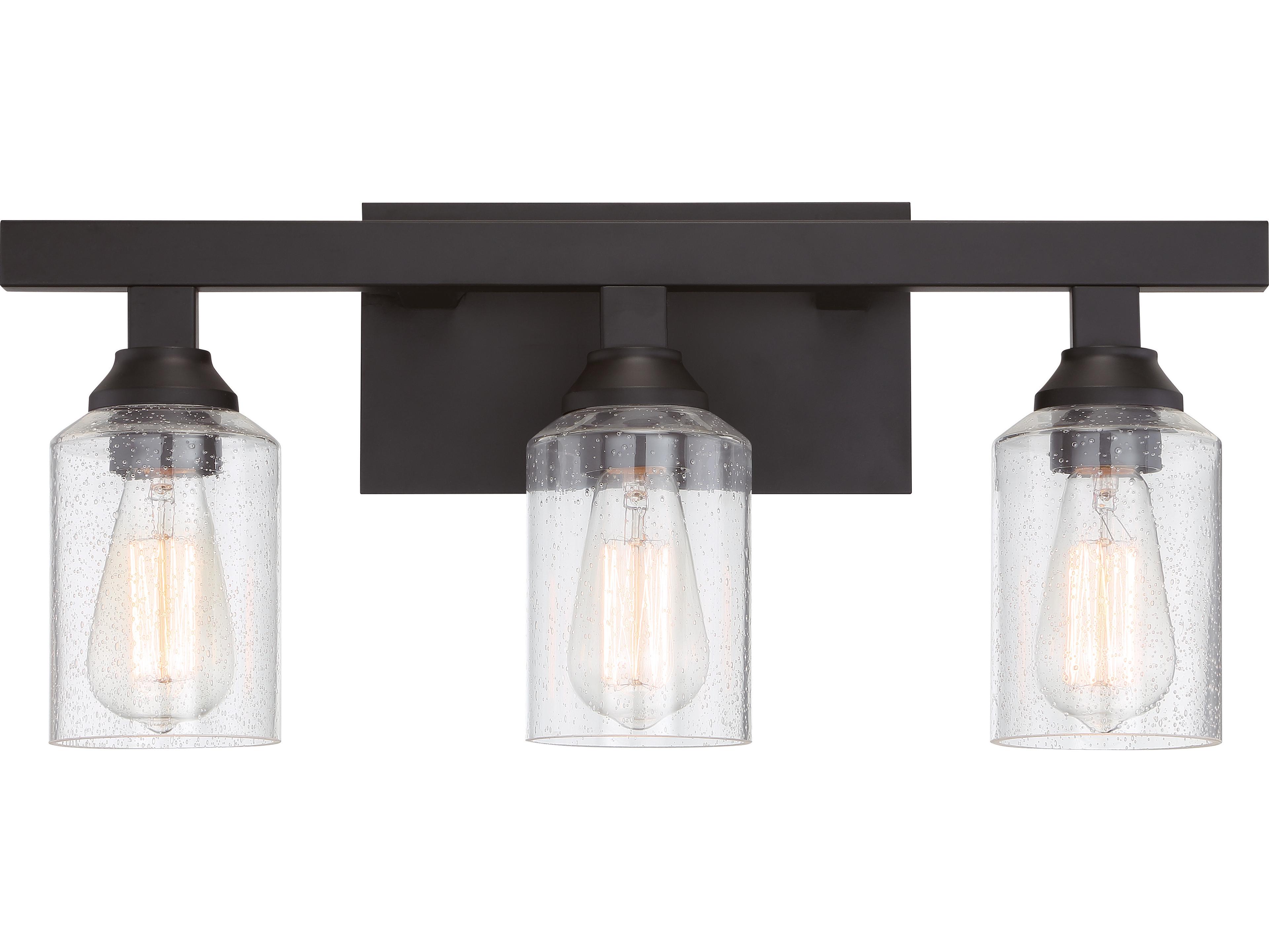Craftmade Chicago 3-Light Flat Black Glass Vanity Light