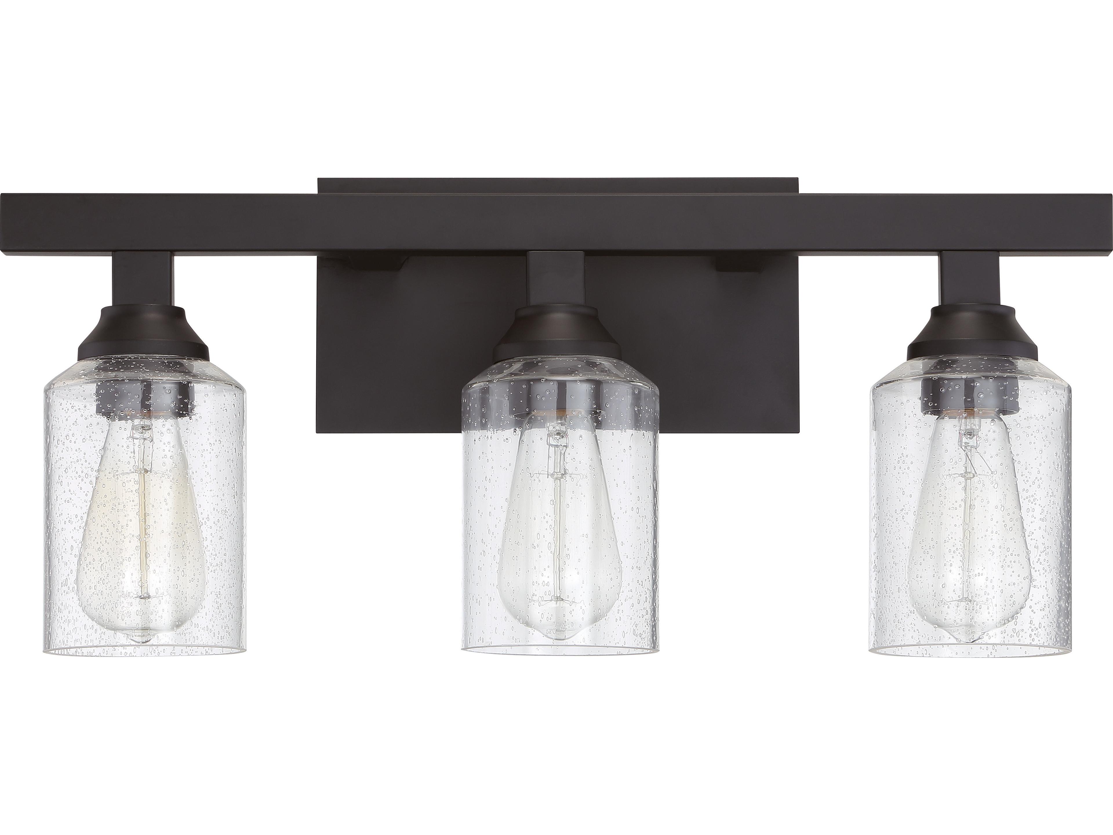 Craftmade Chicago 3-Light Flat Black Glass Vanity Light