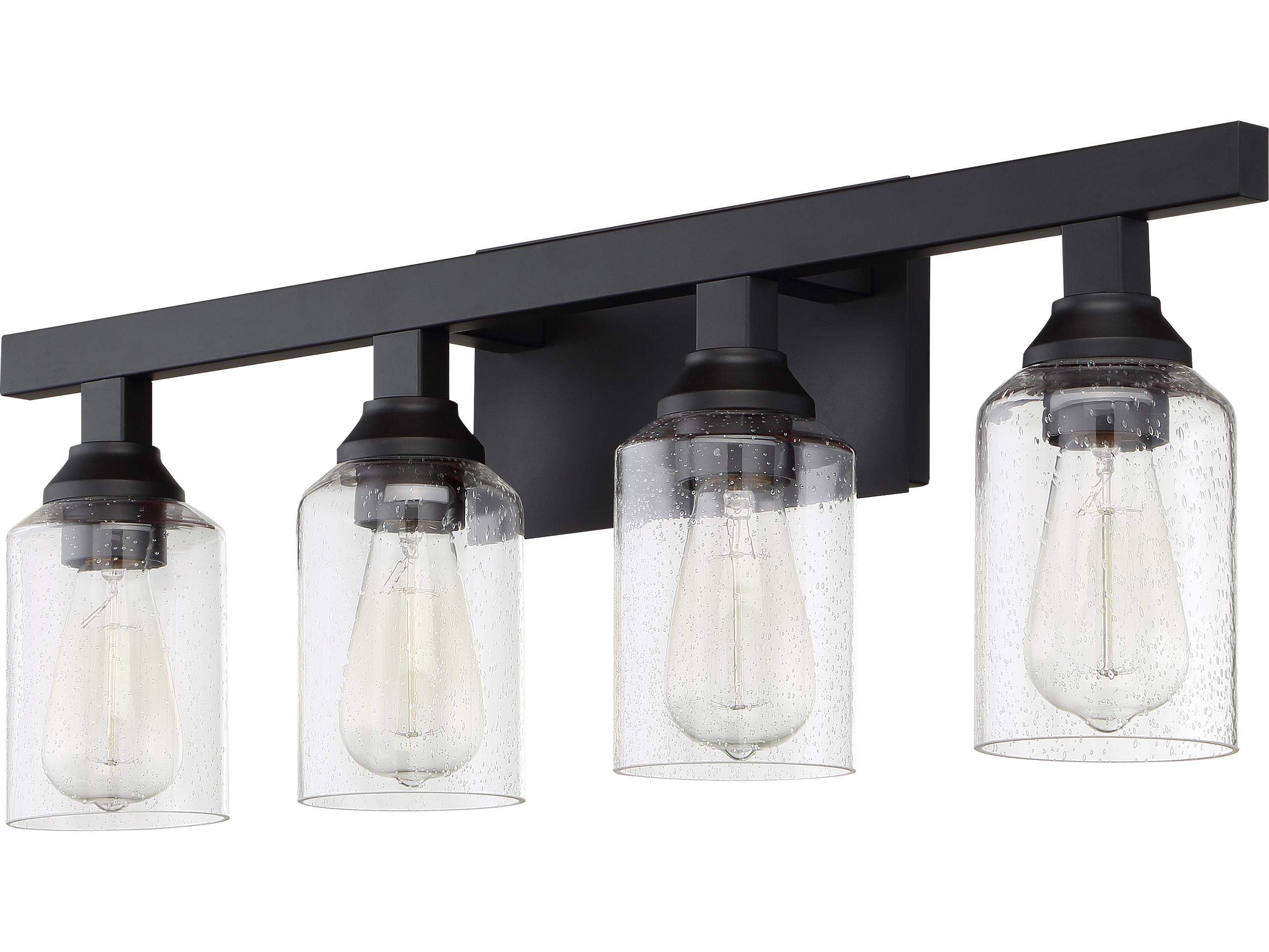 Craftmade Chicago 4-Light Flat Black Glass Vanity Light