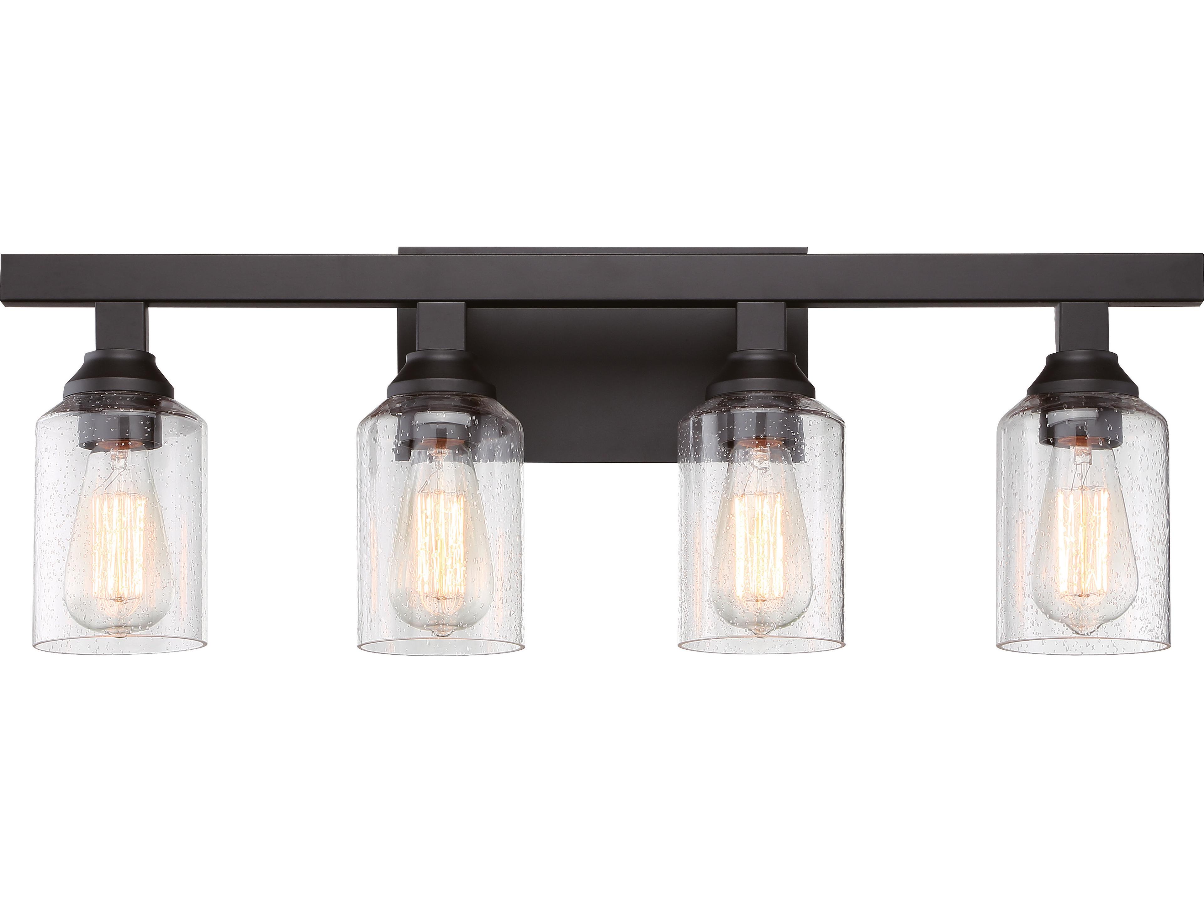Craftmade Chicago 4-Light Flat Black Glass Vanity Light