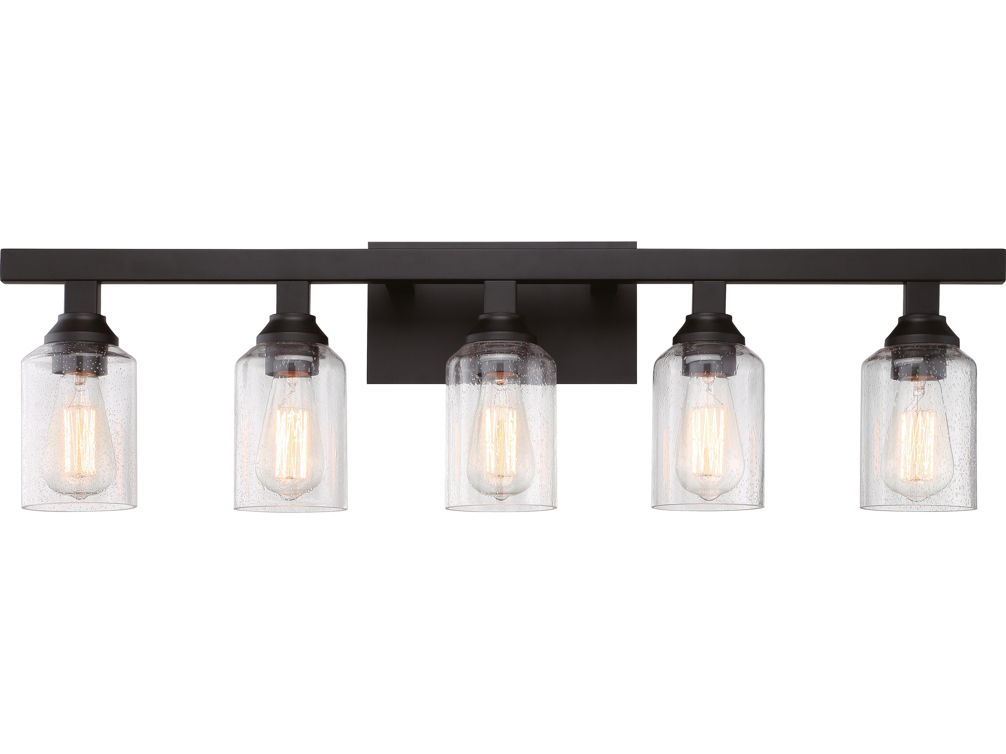 Craftmade Chicago 5-Light Flat Black Glass Vanity Light