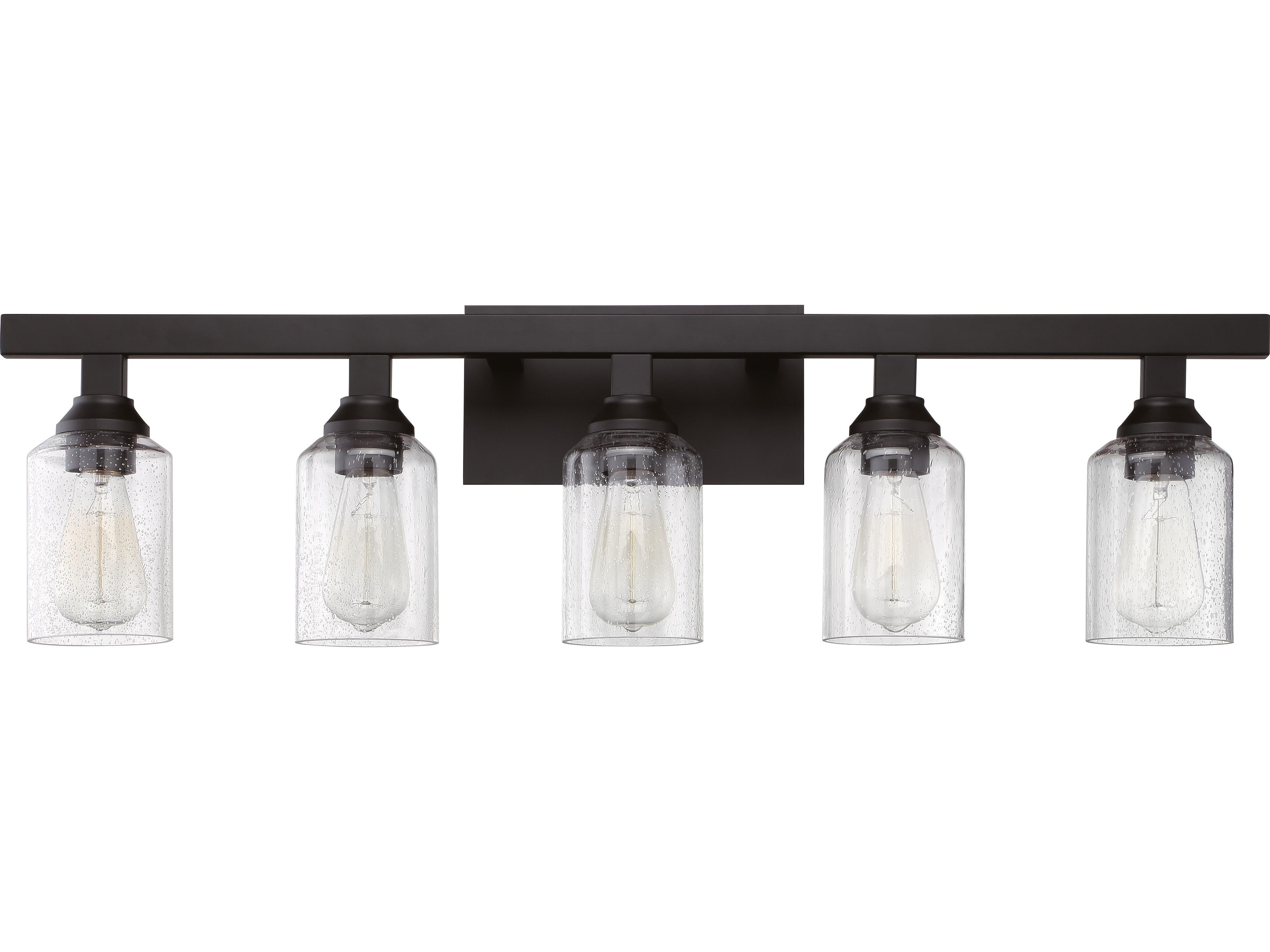 Craftmade Chicago 5-Light Flat Black Glass Vanity Light