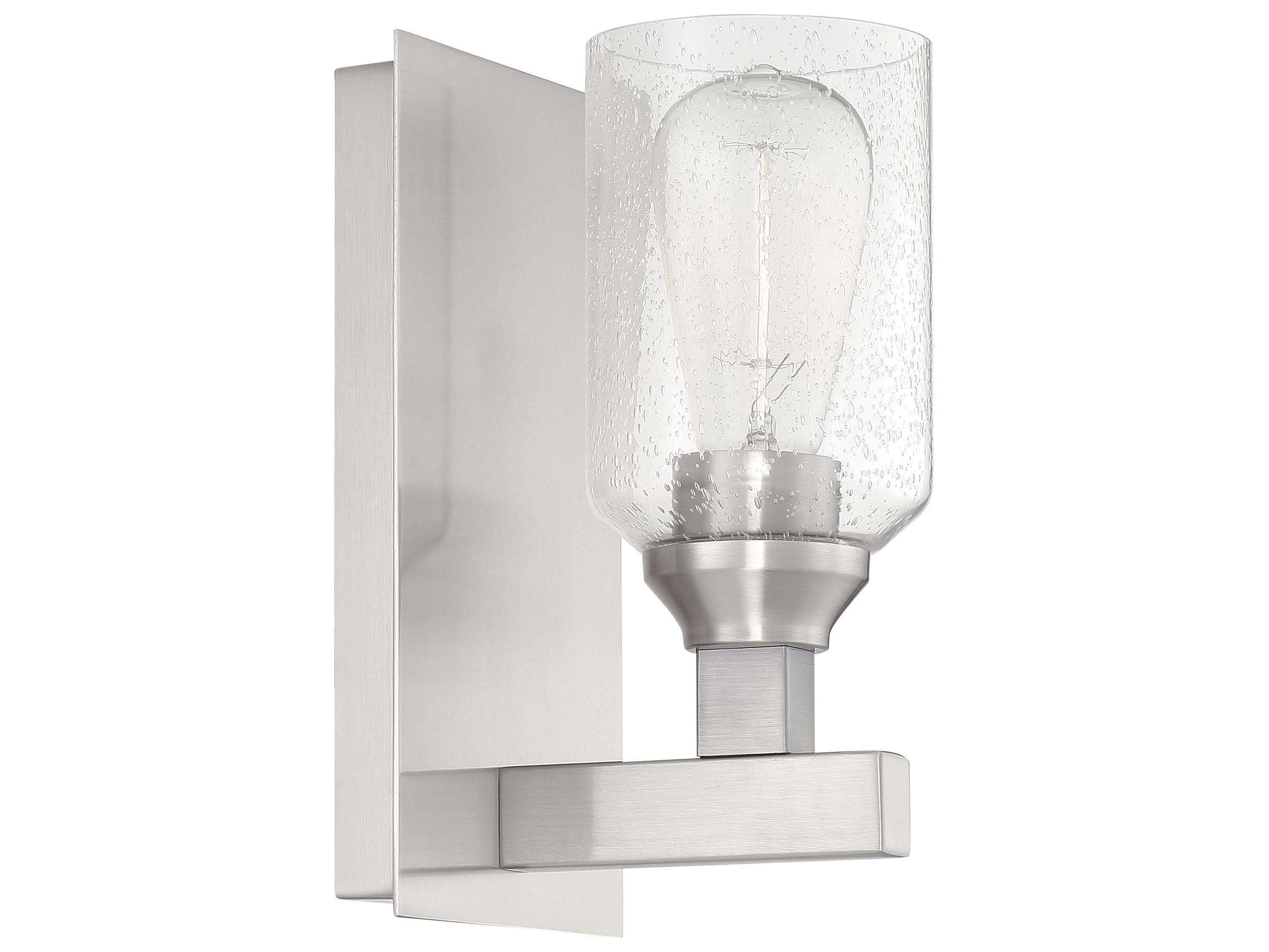 Craftmade Chicago 1-Light Brushed Polished Nickel Glass Vanity Light