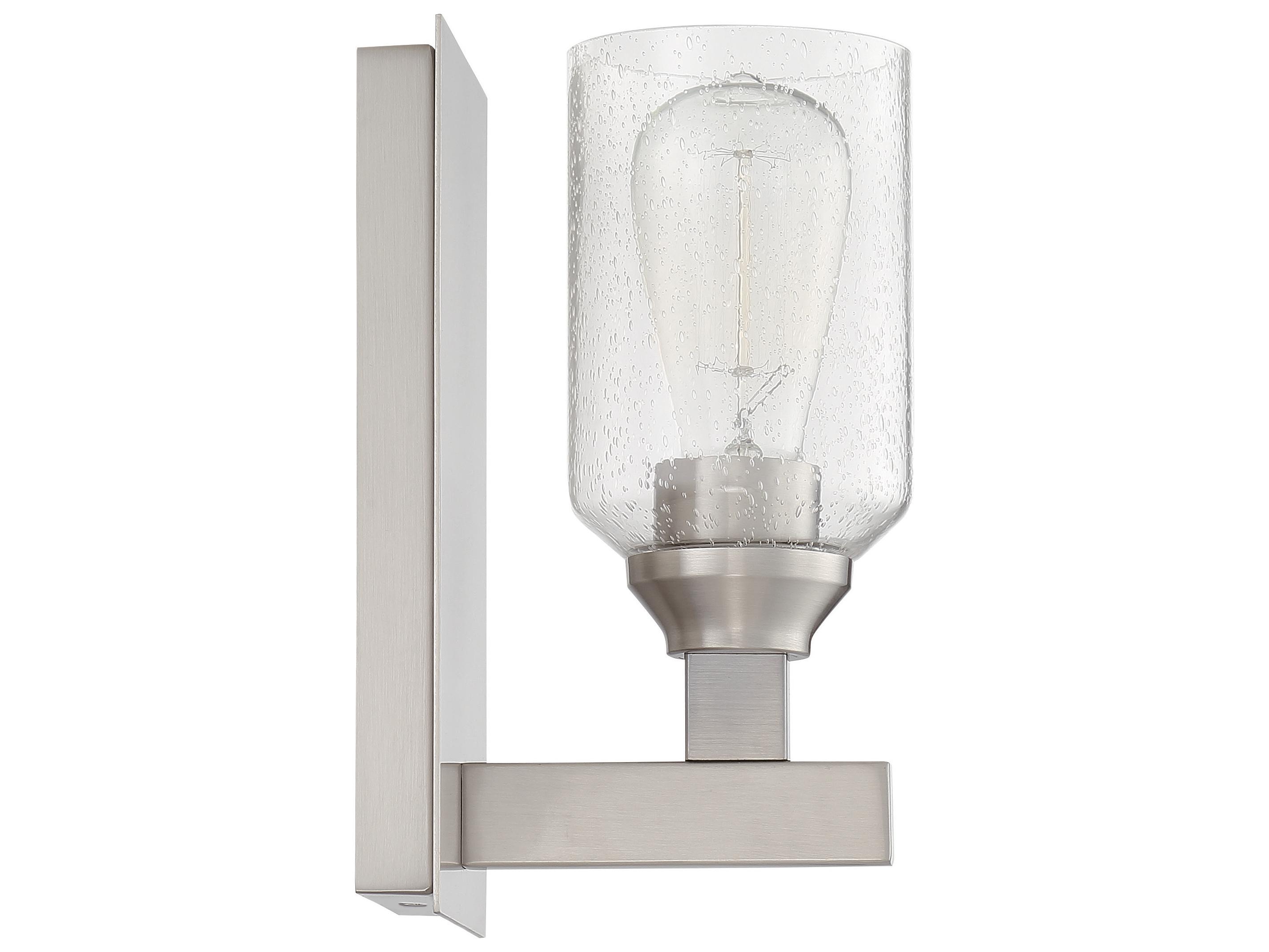 Craftmade Chicago 1-Light Brushed Polished Nickel Glass Vanity Light