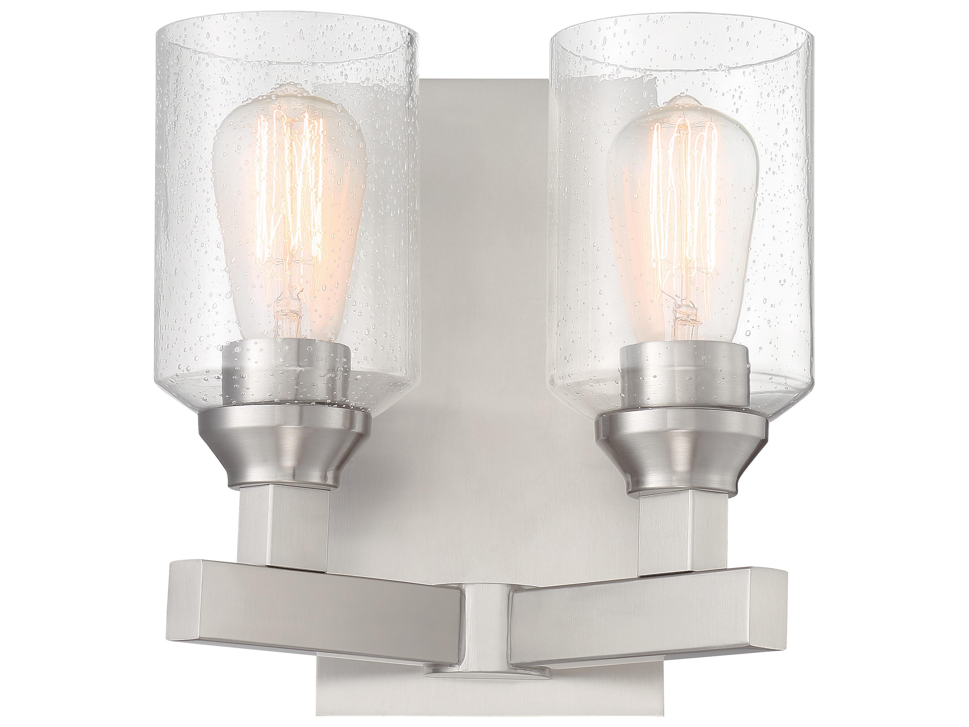 Craftmade Chicago 2-Light Brushed Polished Nickel Glass Vanity Light