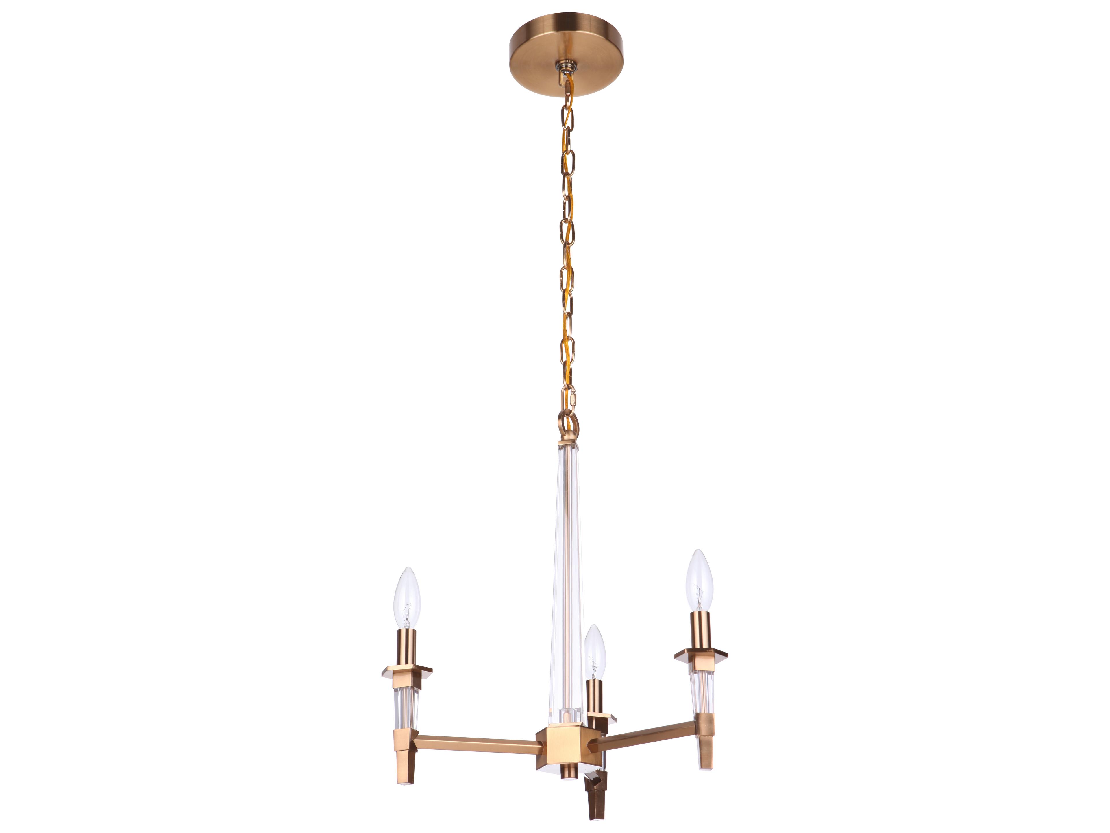 Craftmade Tarryn 3-Light Satin Brass Crystal Candelabra Chandelier