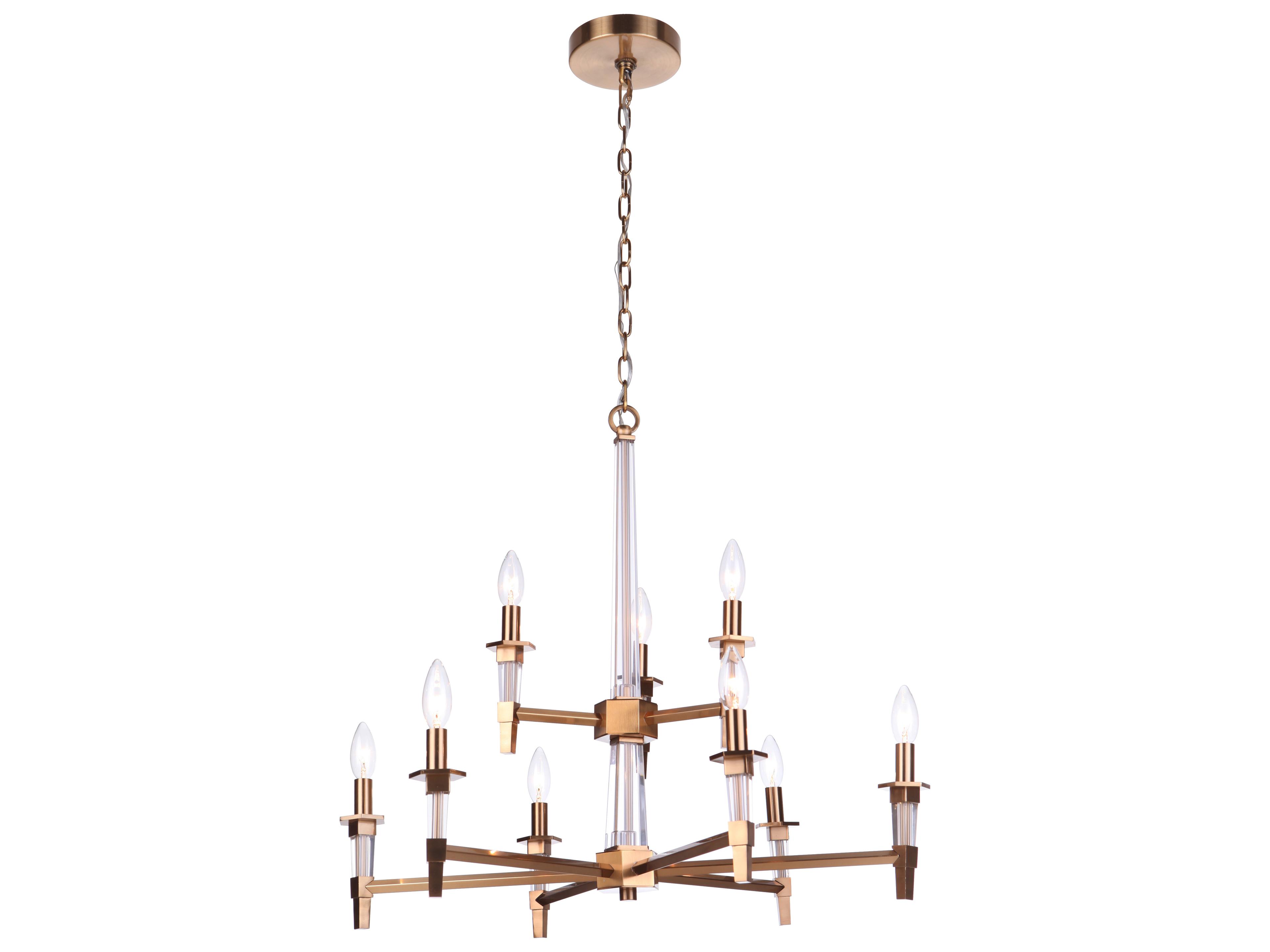 Craftmade Tarryn 9-Light Satin Brass Crystal Candelabra Tiered Chandelier