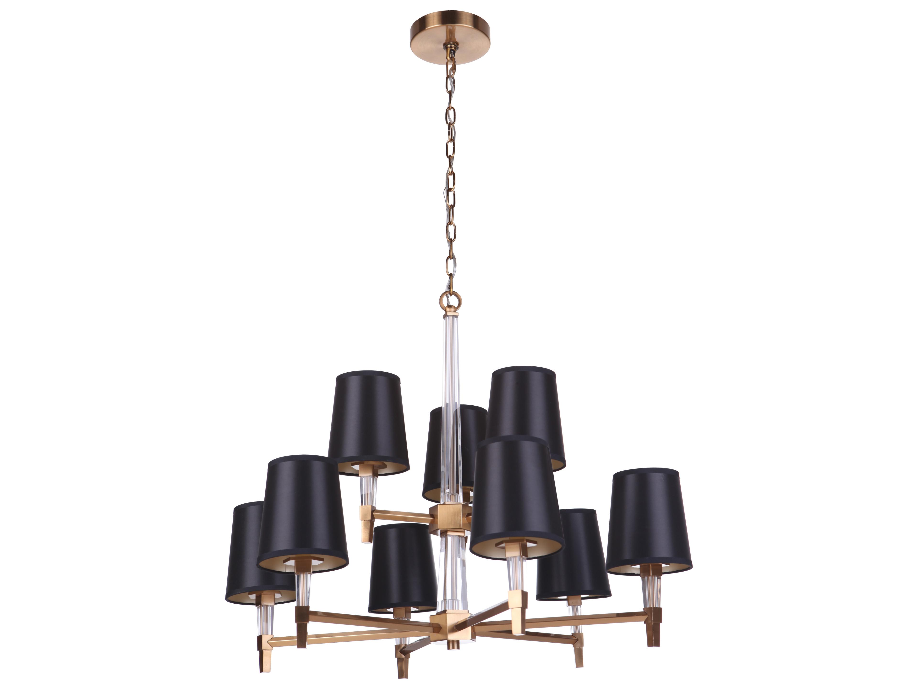 Craftmade Tarryn 9-Light Satin Brass Crystal Candelabra Tiered Chandelier