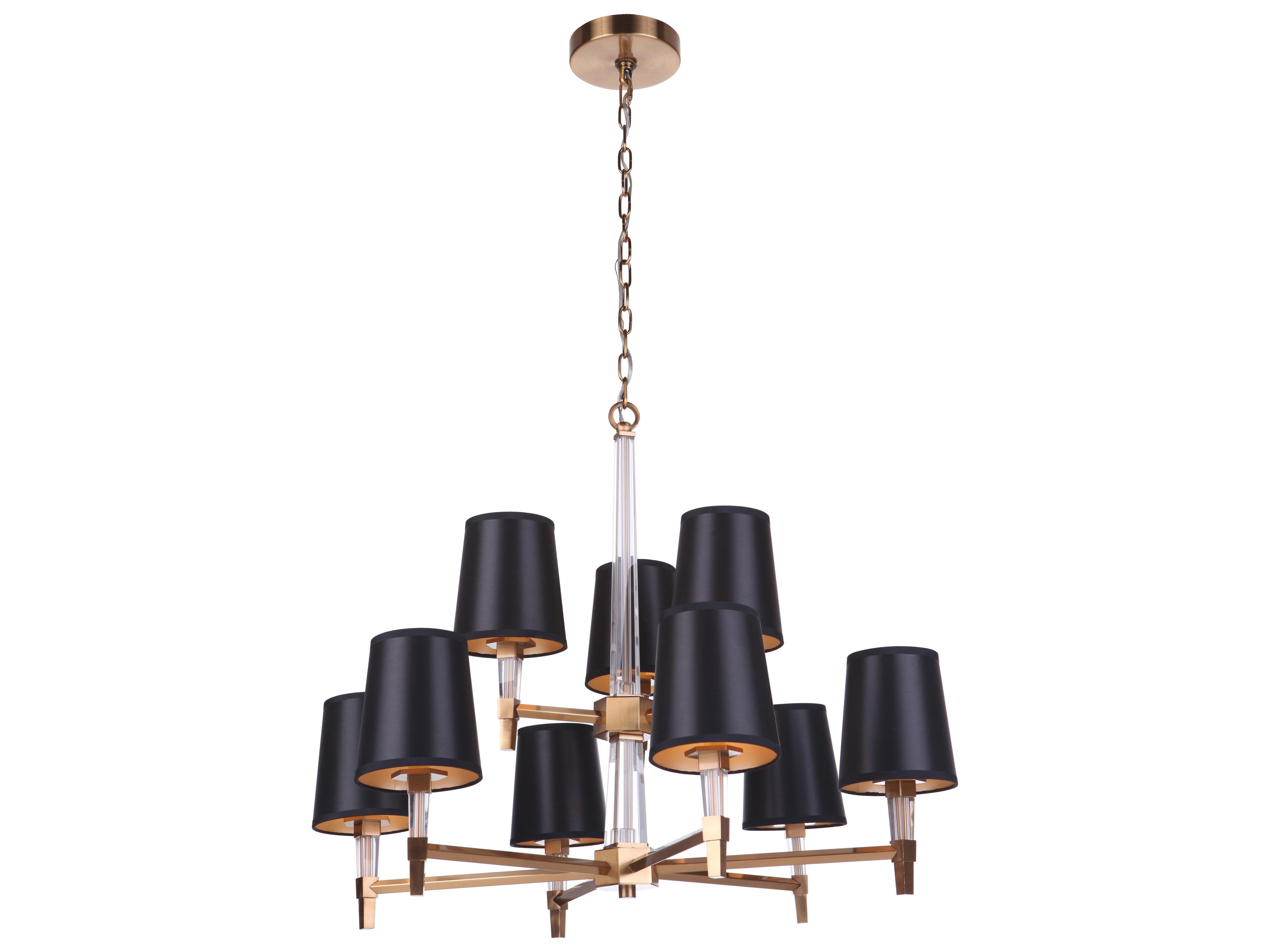 Craftmade Tarryn 9-Light Satin Brass Crystal Candelabra Tiered Chandelier