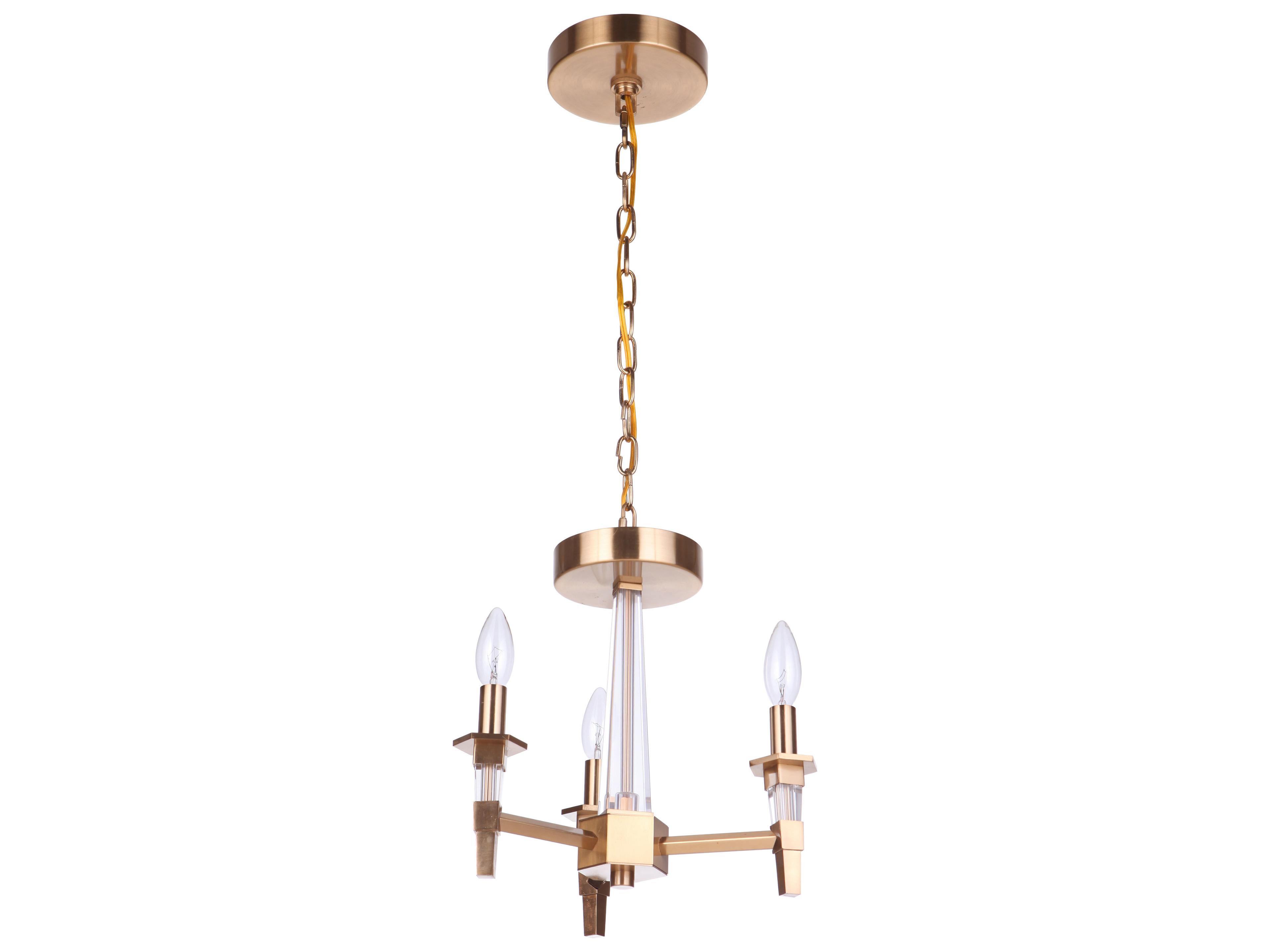 Craftmade Tarryn 3-Light Satin Brass Crystal Candelabra Chandelier