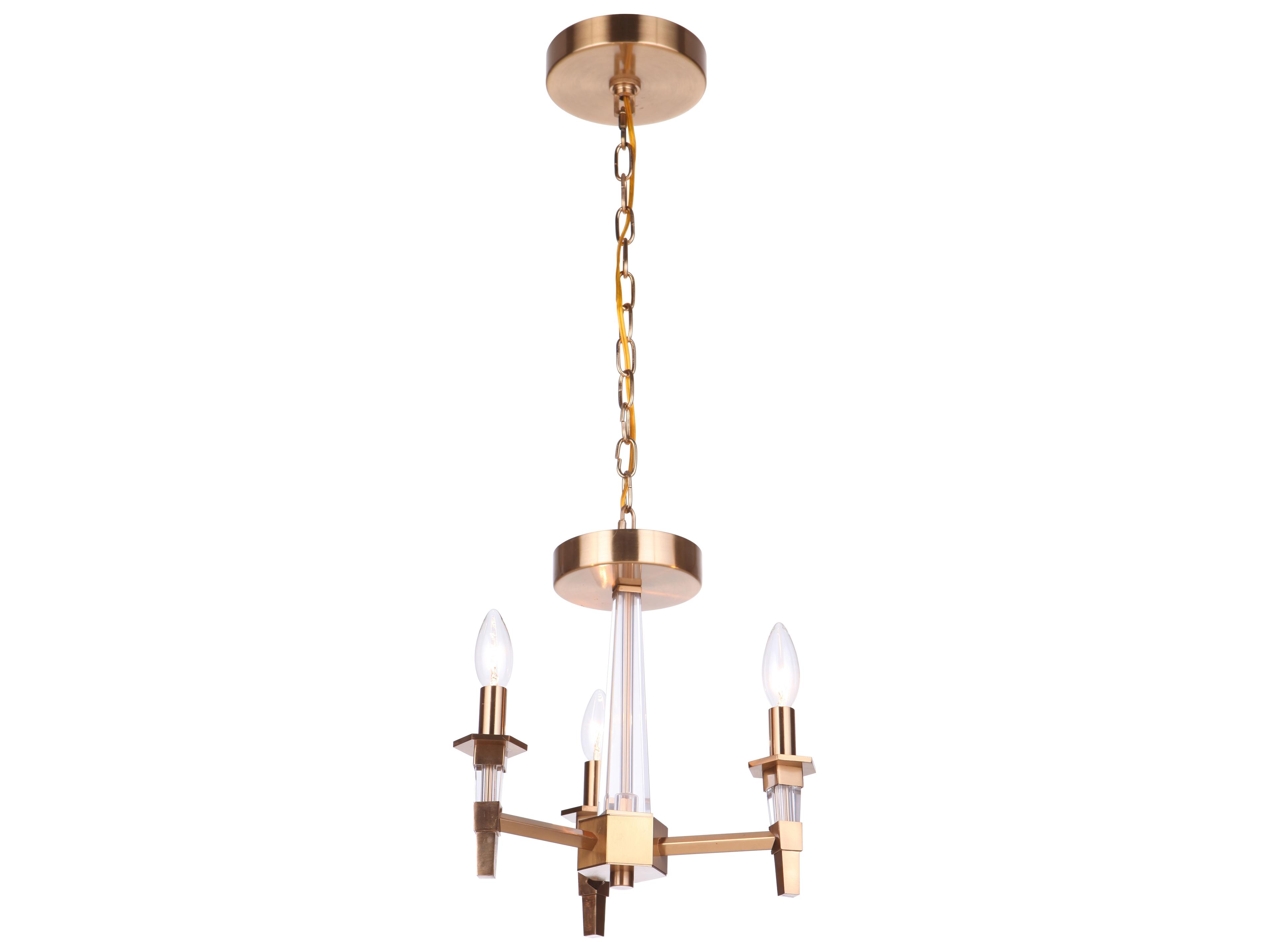 Craftmade Tarryn 3-Light Satin Brass Crystal Candelabra Chandelier