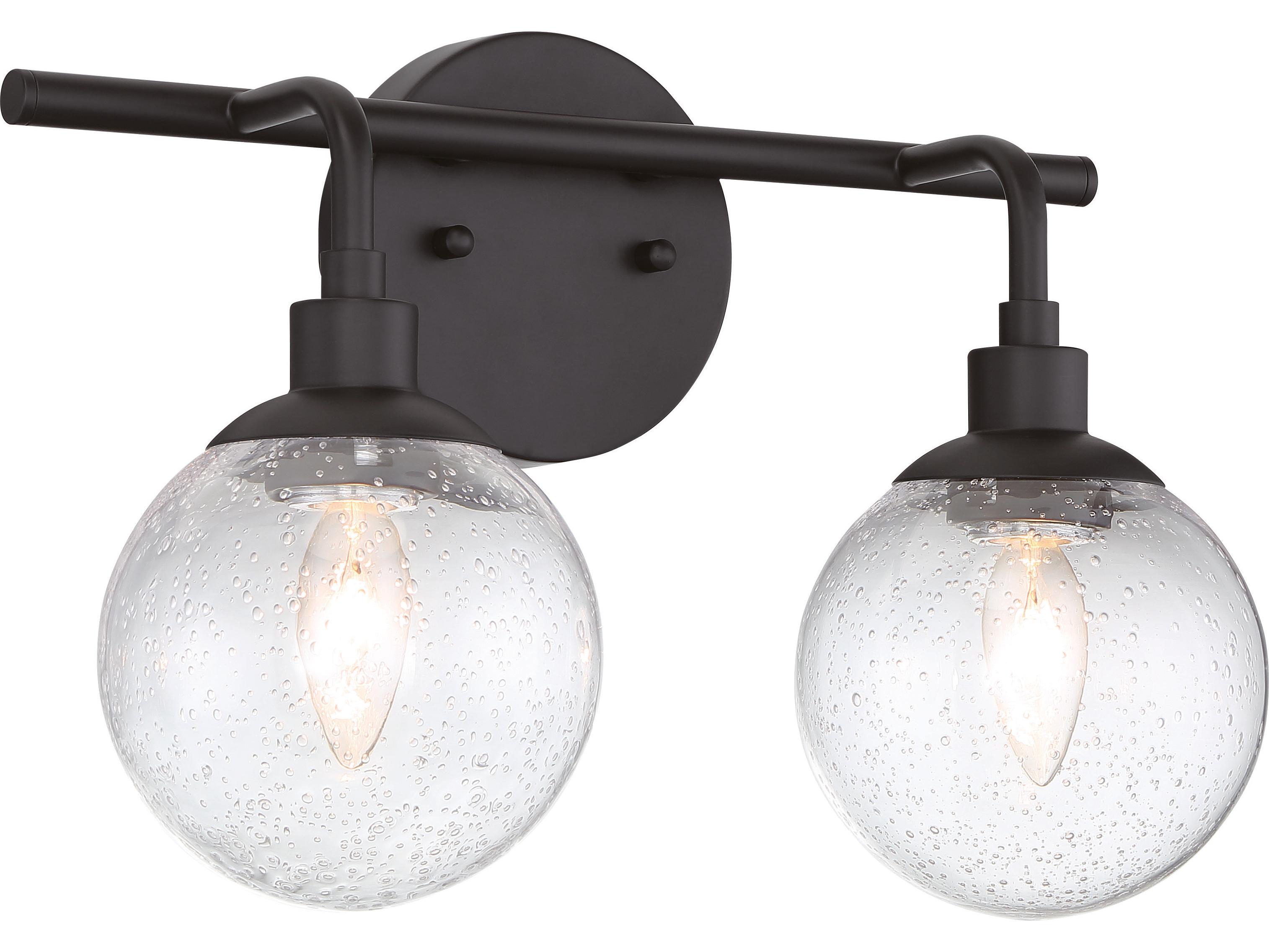 Craftmade Que 2-Light Flat Black Glass Vanity Light