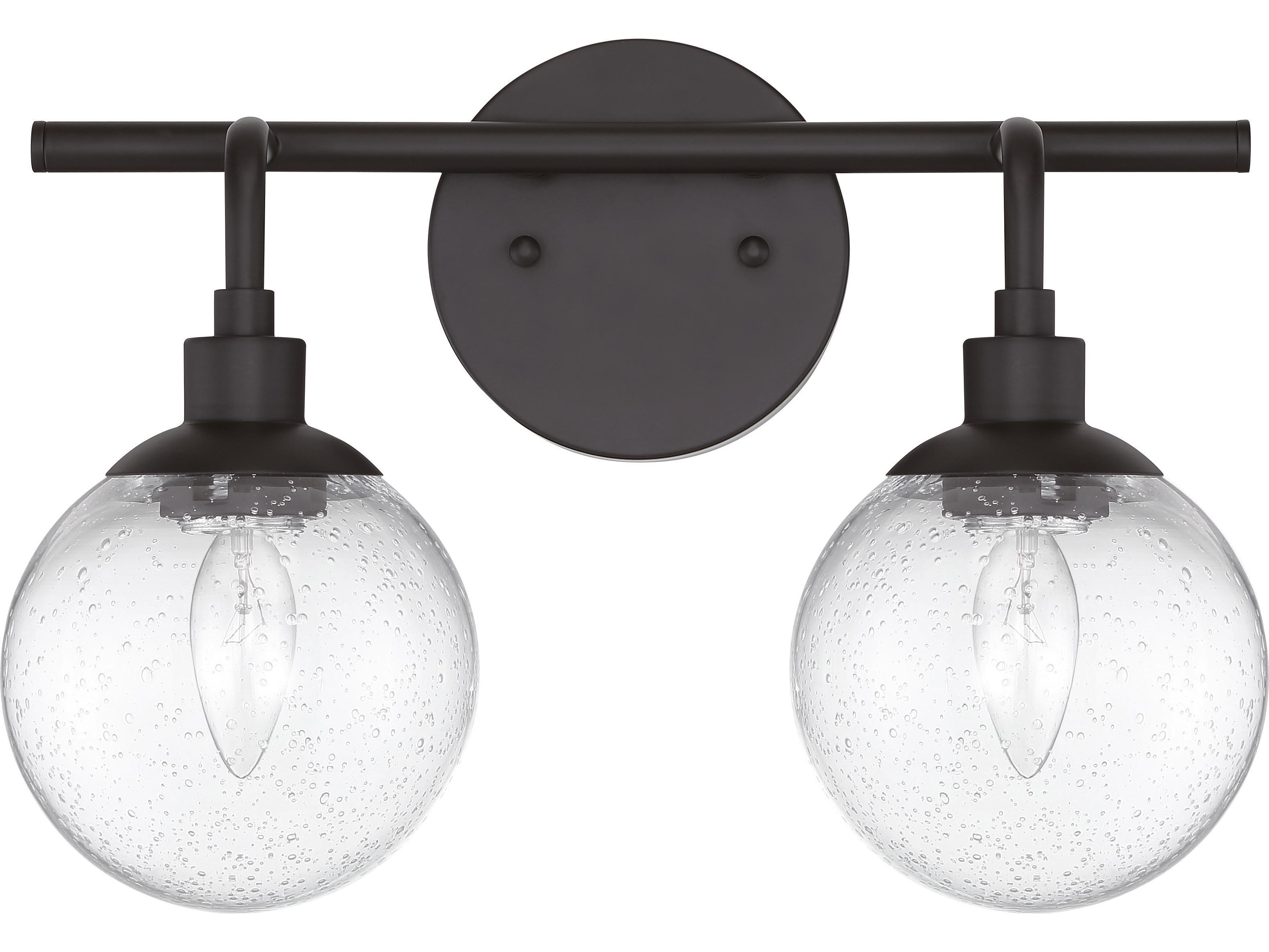 Craftmade Que 2-Light Flat Black Glass Vanity Light