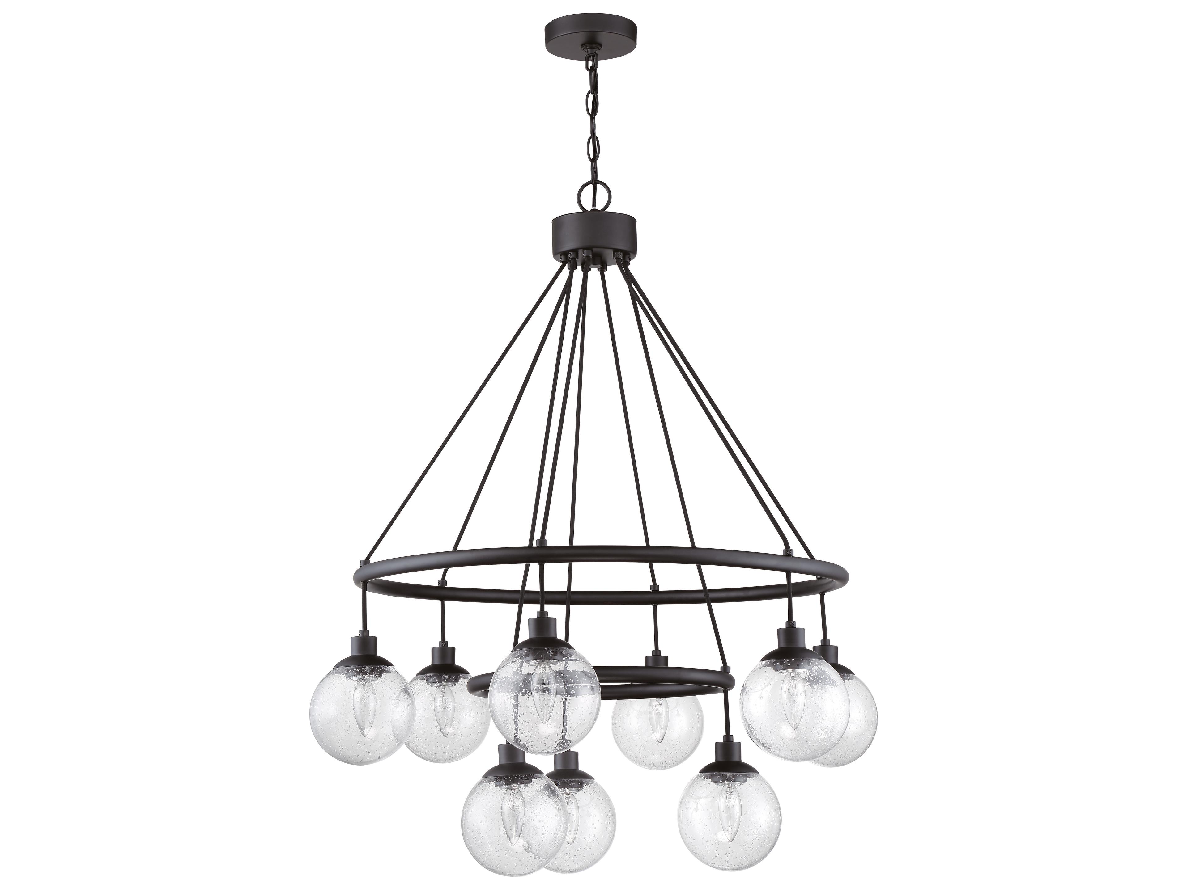 Craftmade Que 9-Light Flat Black Glass Globe Chandelier