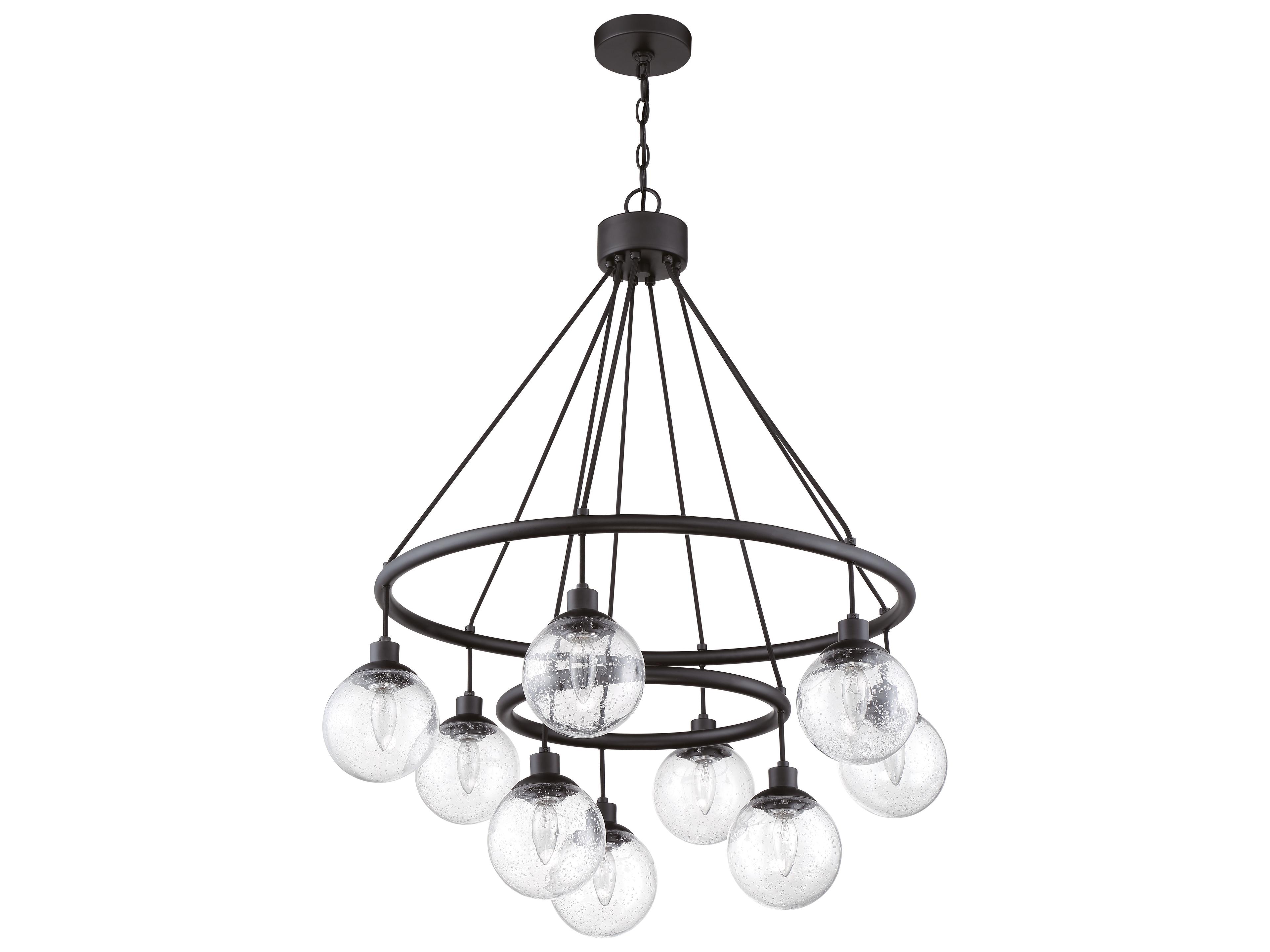 Craftmade Que 9-Light Flat Black Glass Globe Chandelier