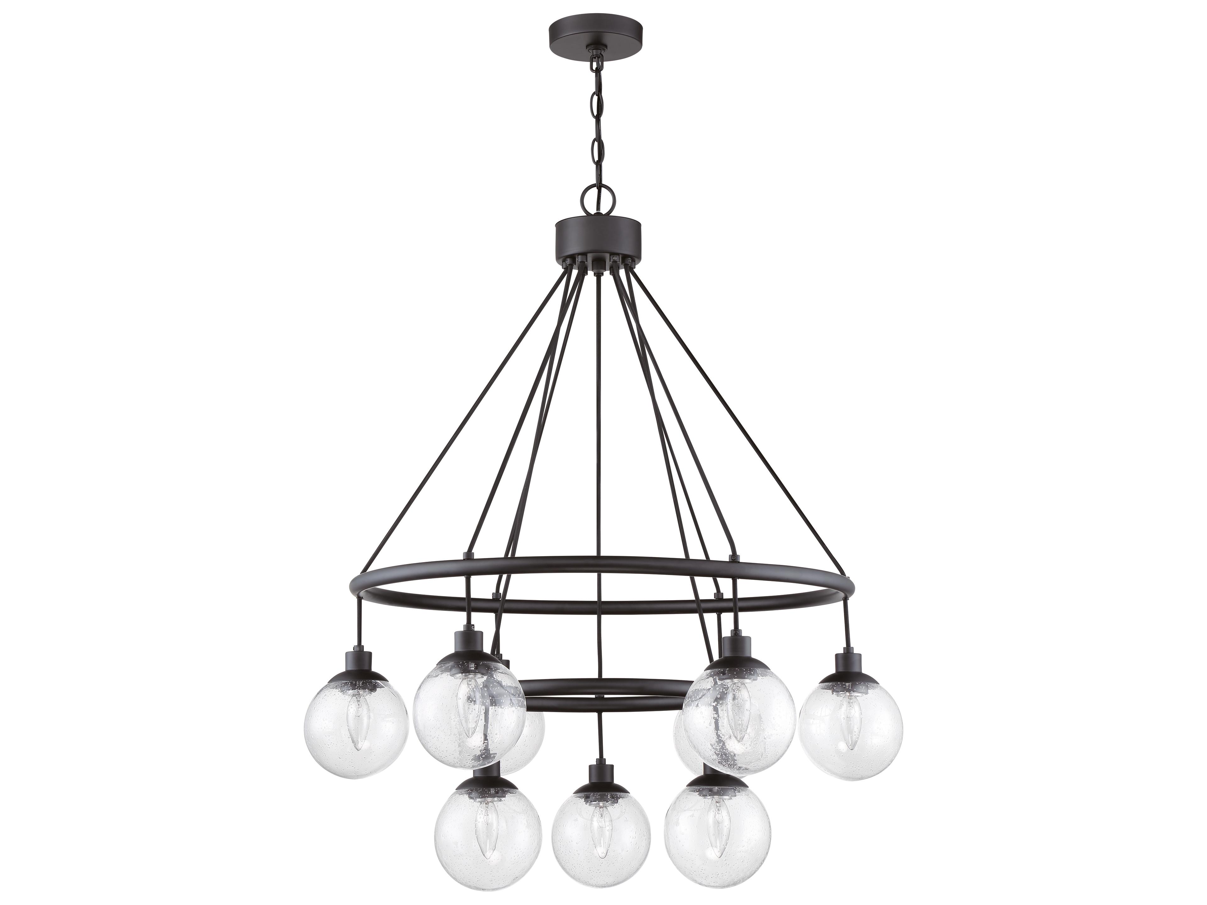 Craftmade Que 9-Light Flat Black Glass Globe Chandelier