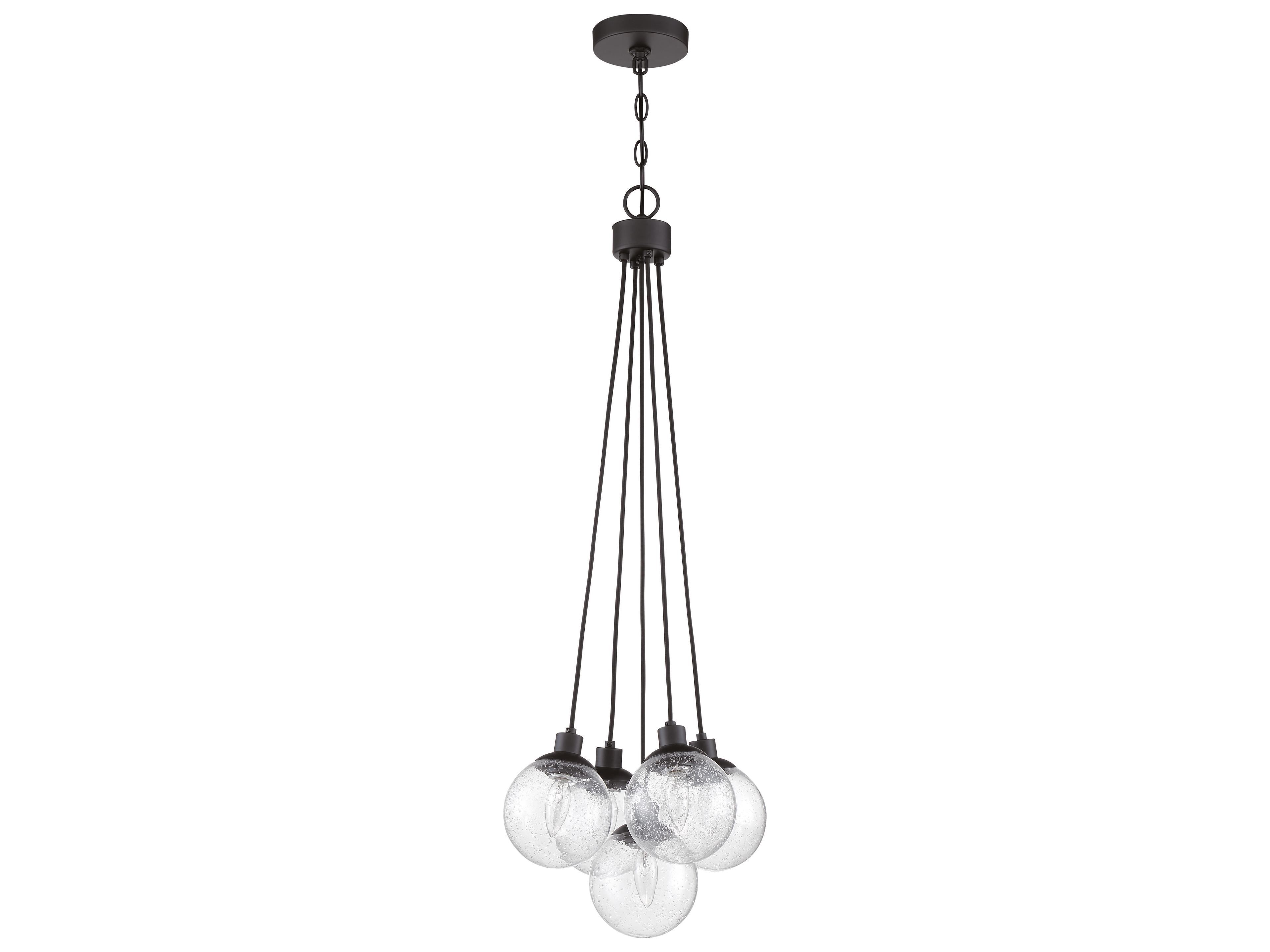 Craftmade Que 5-Light Flat Black Glass Globe Pendant