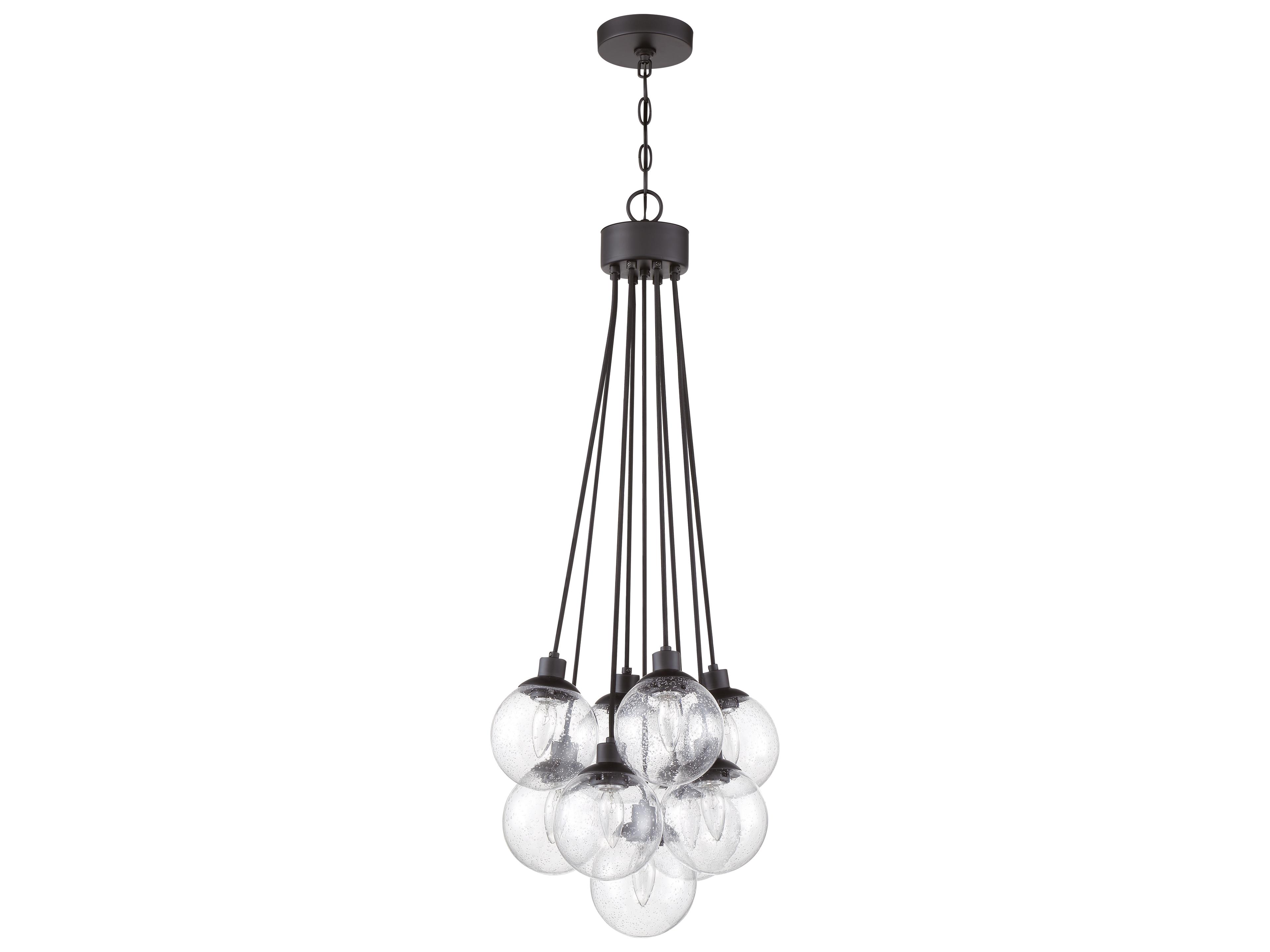 Craftmade Que 9-Light Flat Black Glass Globe Pendant