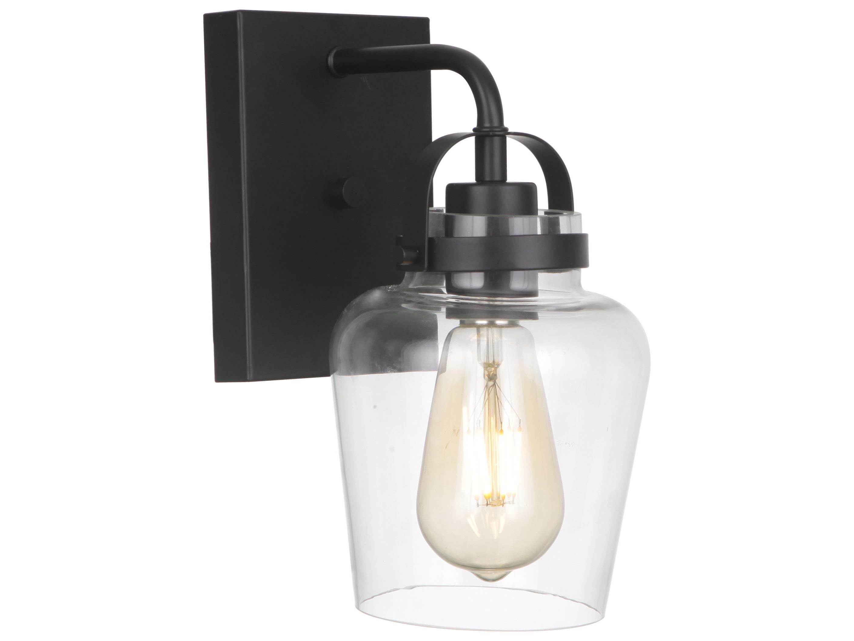 Craftmade Trystan 1-Light Flat Black Glass Vanity Light
