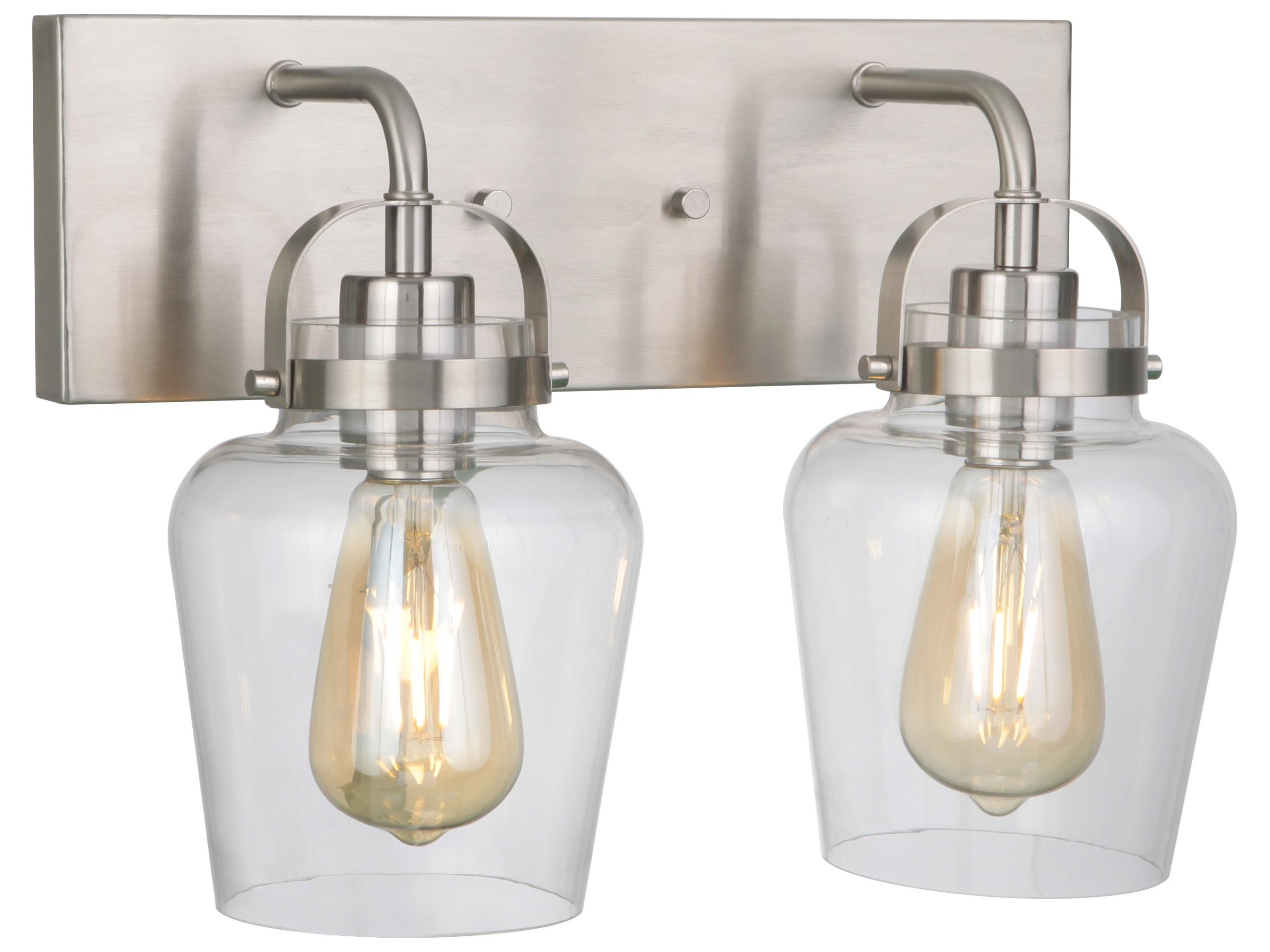 Craftmade Trystan 2-Light Brushed Polished Nickel Glass Vanity Light