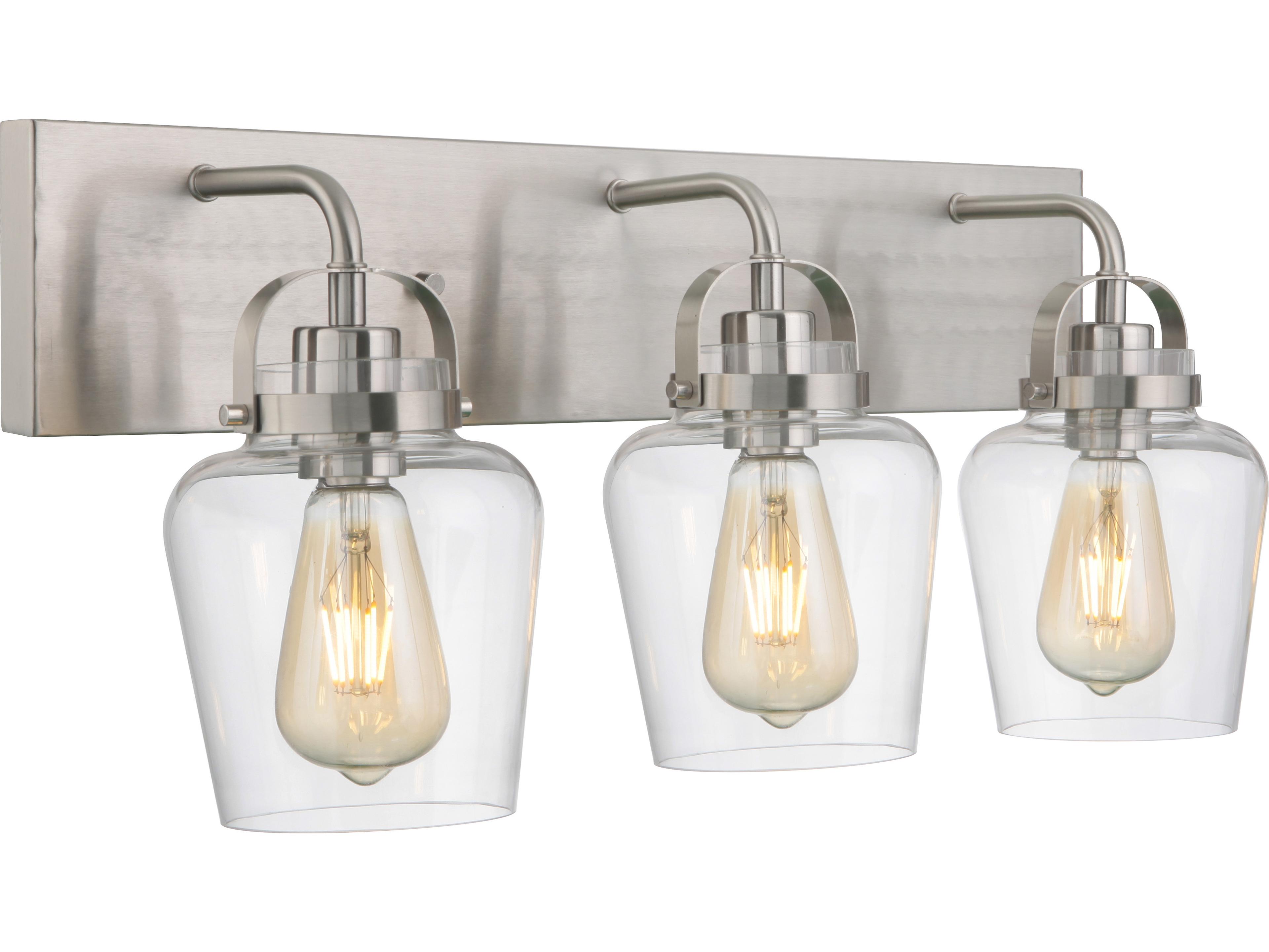 Craftmade Trystan 3-Light Brushed Polished Nickel Glass Vanity Light